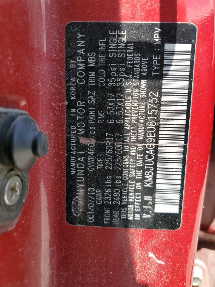 2014 Hyundai Tucson Gls VIN: KM8JUCAG9EU815752 Lot: 61128754