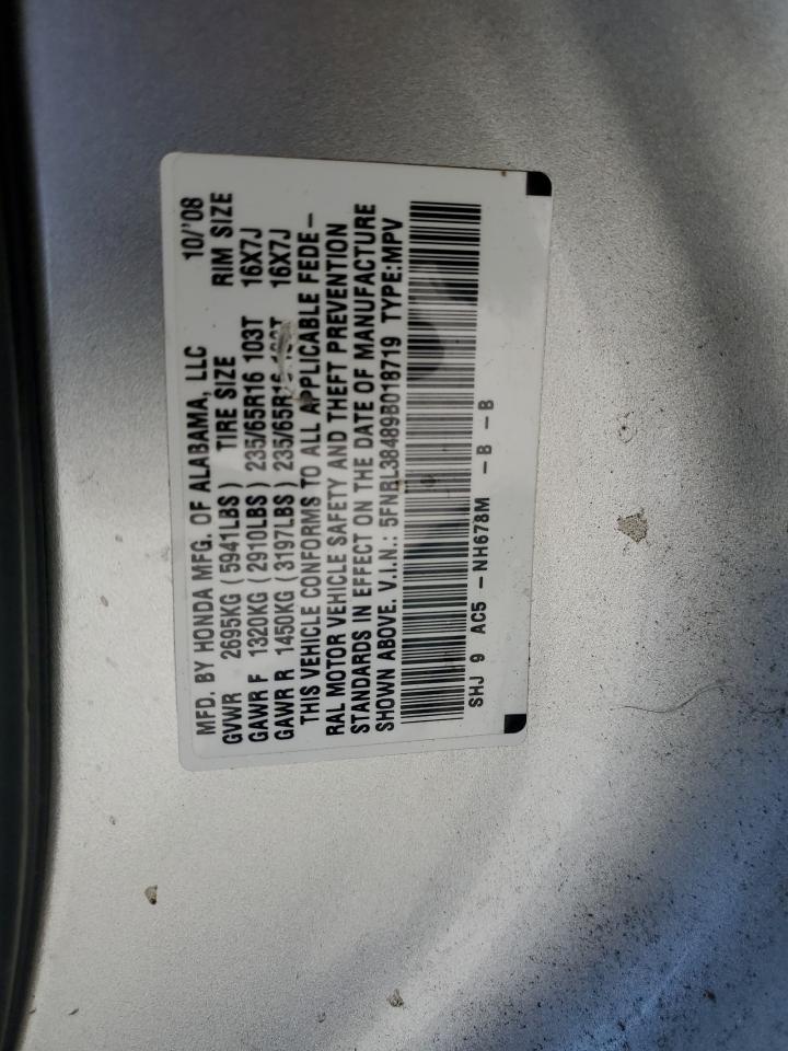 2009 Honda Odyssey Ex VIN: 5FNRL38489B018719 Lot: 57650604