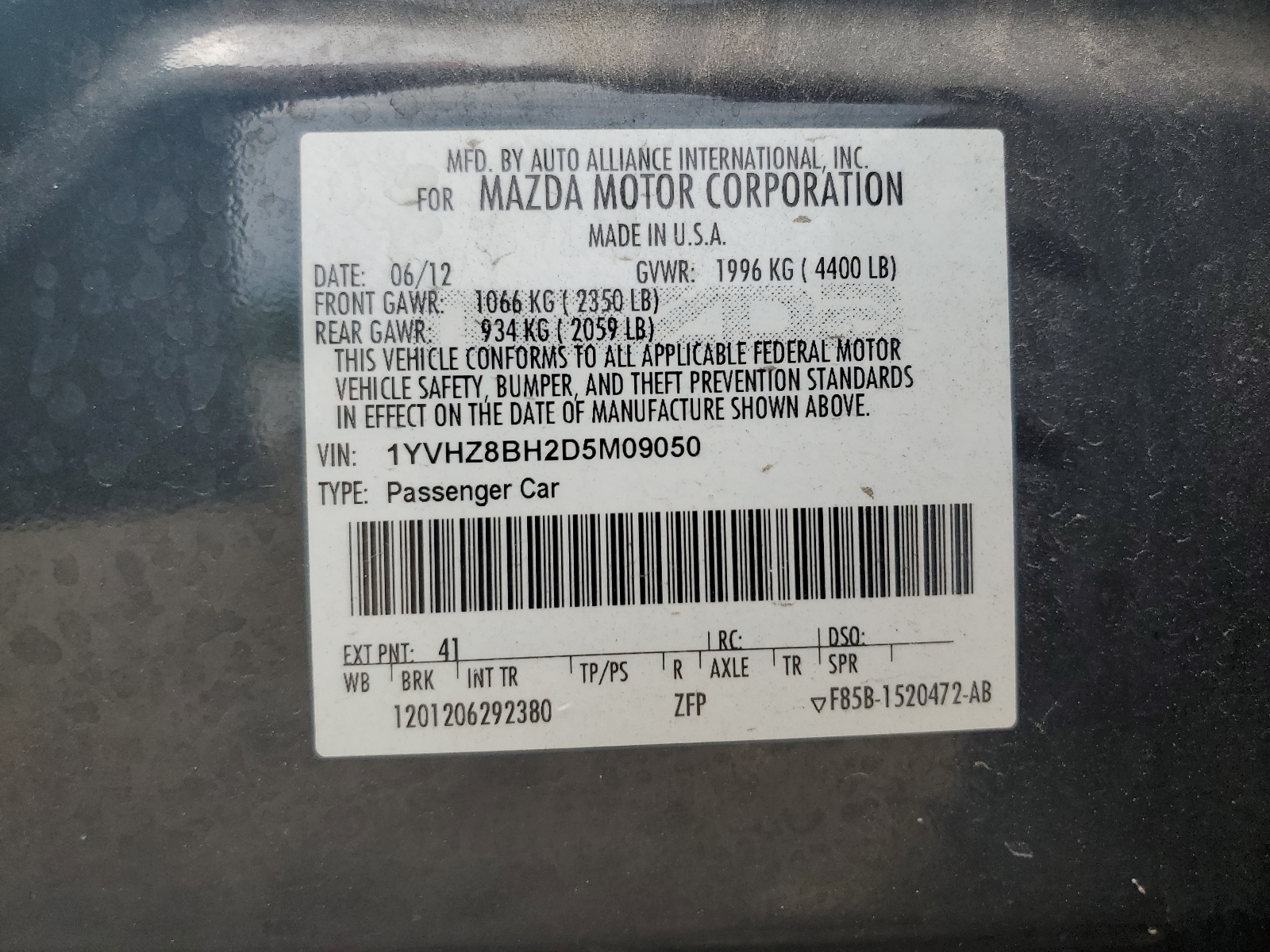 1YVHZ8BH2D5M09050 2013 Mazda 6 Sport