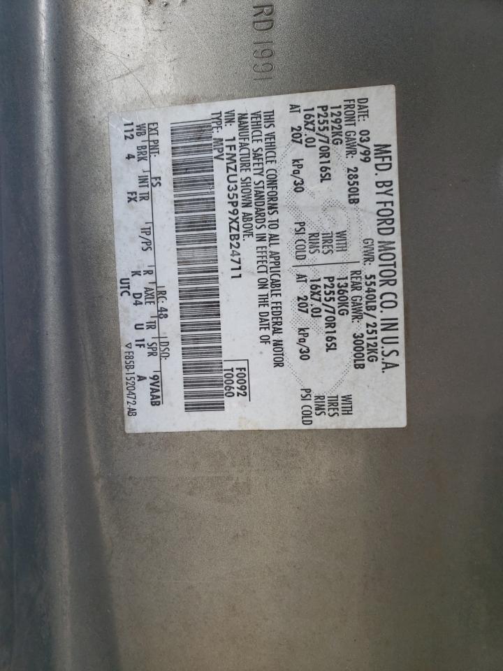 1999 Ford Explorer VIN: 1FMZU35P9XZB24711 Lot: 60936684