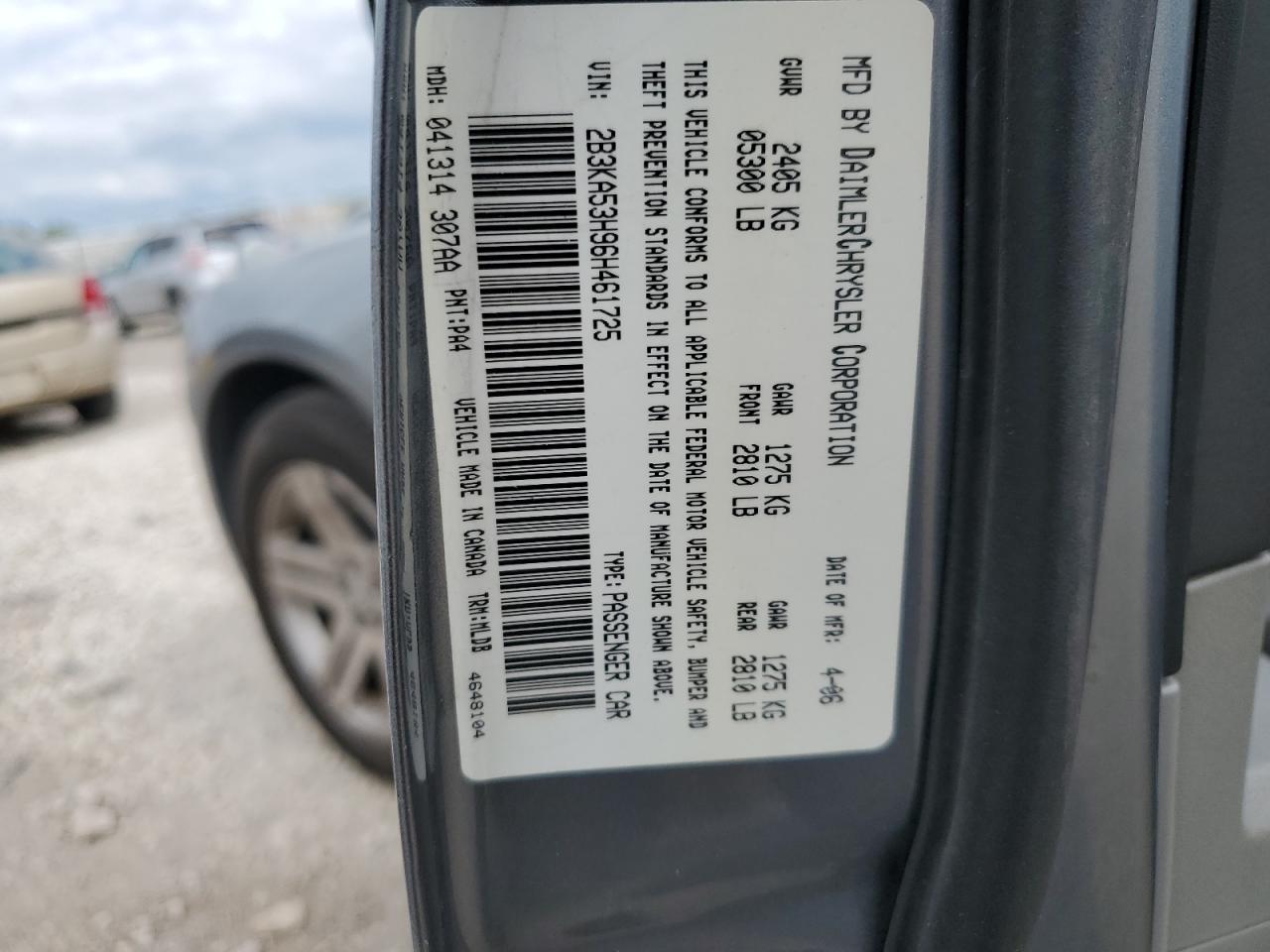 2006 Dodge Charger R/T VIN: 2B3KA53H96H461725 Lot: 59674544