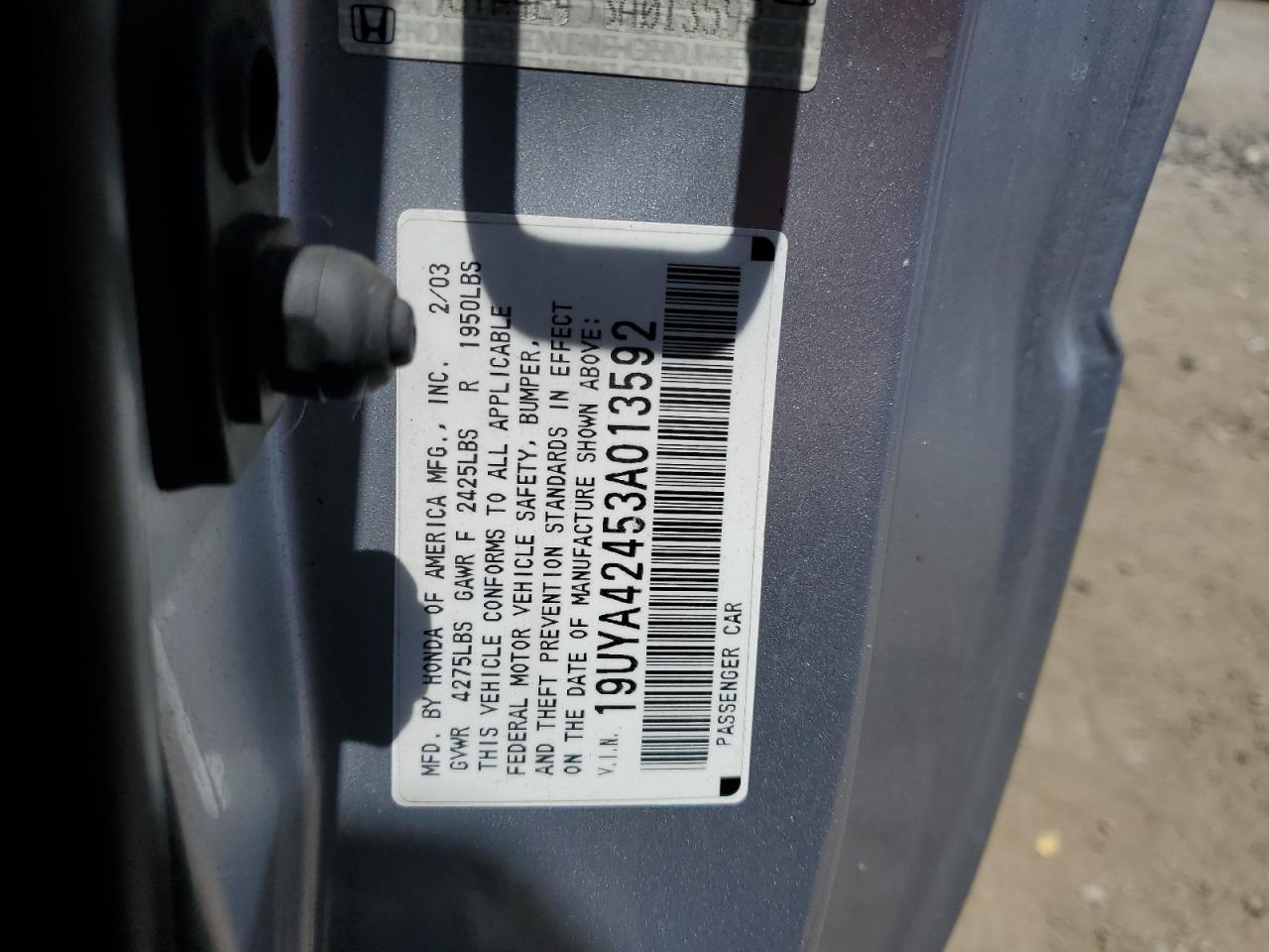 2003 Acura 3.2Cl VIN: 19UYA42453A013592 Lot: 61349484