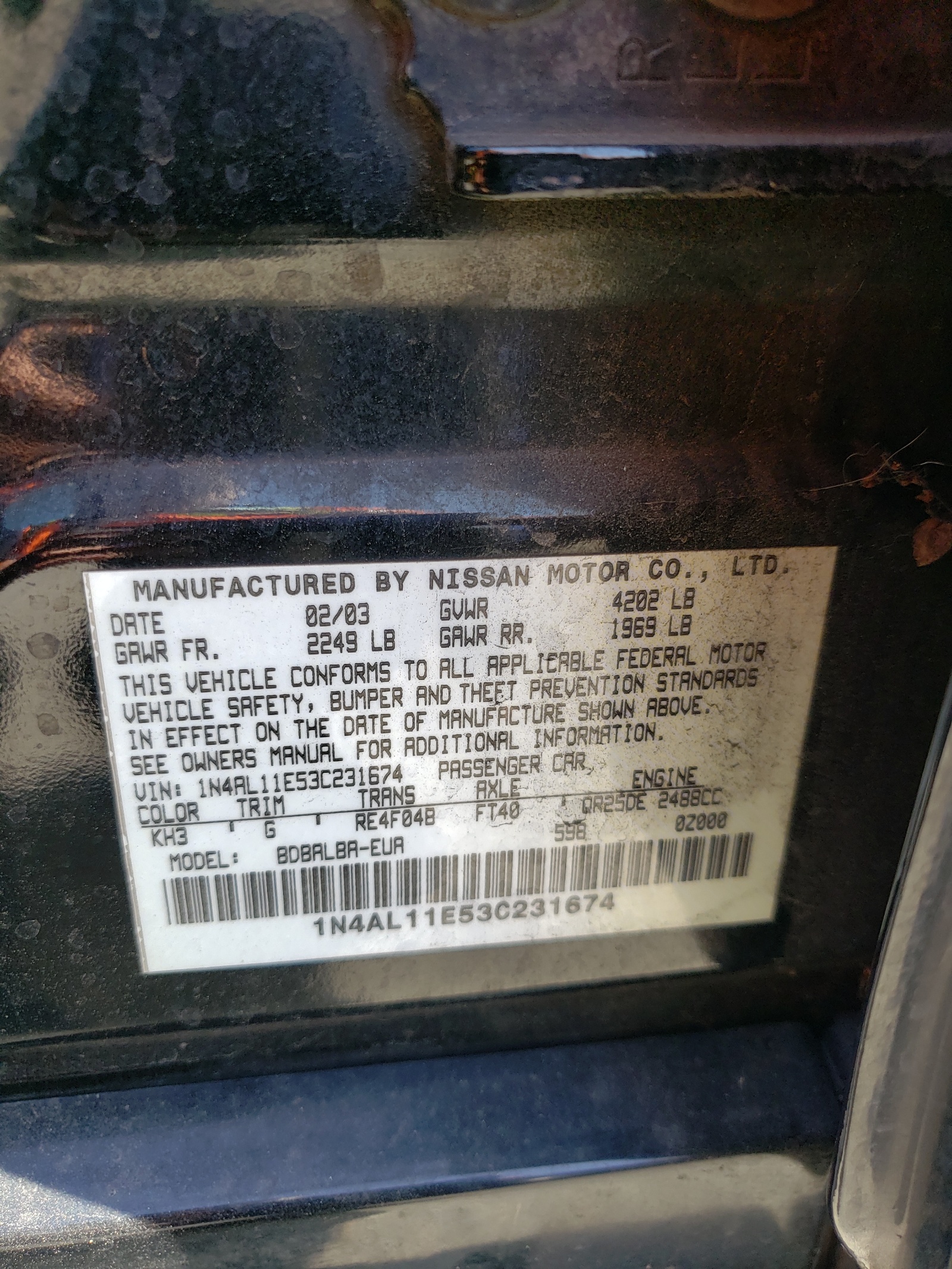 1N4AL11E53C231674 2003 Nissan Altima Base
