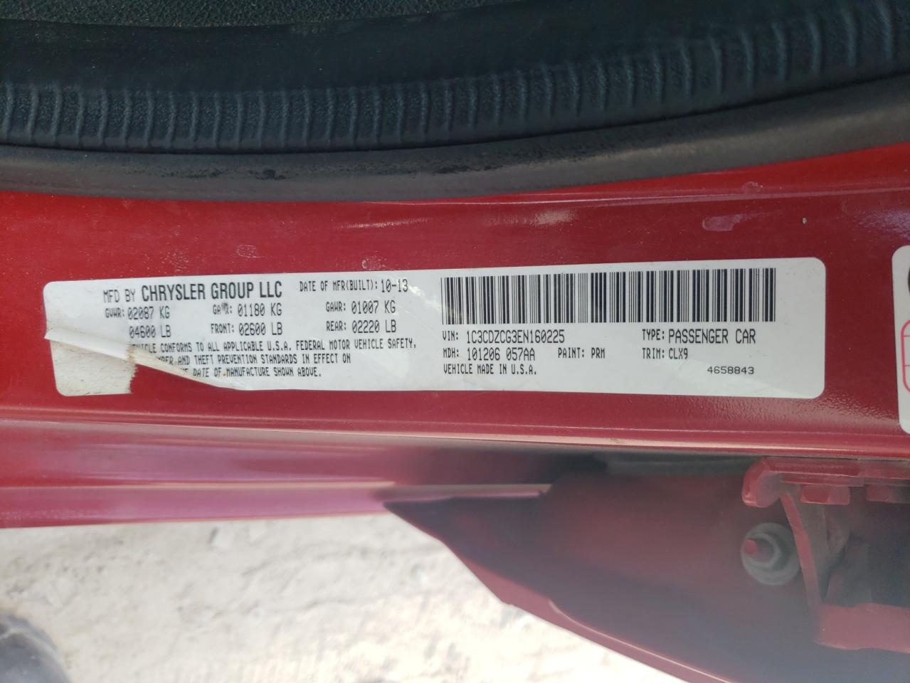 2014 Dodge Avenger Sxt VIN: 1C3CDZCG3EN160225 Lot: 58476894