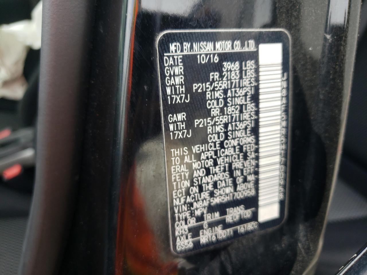 2017 Nissan Juke S VIN: JN8AF5MR5HT700958 Lot: 59710374