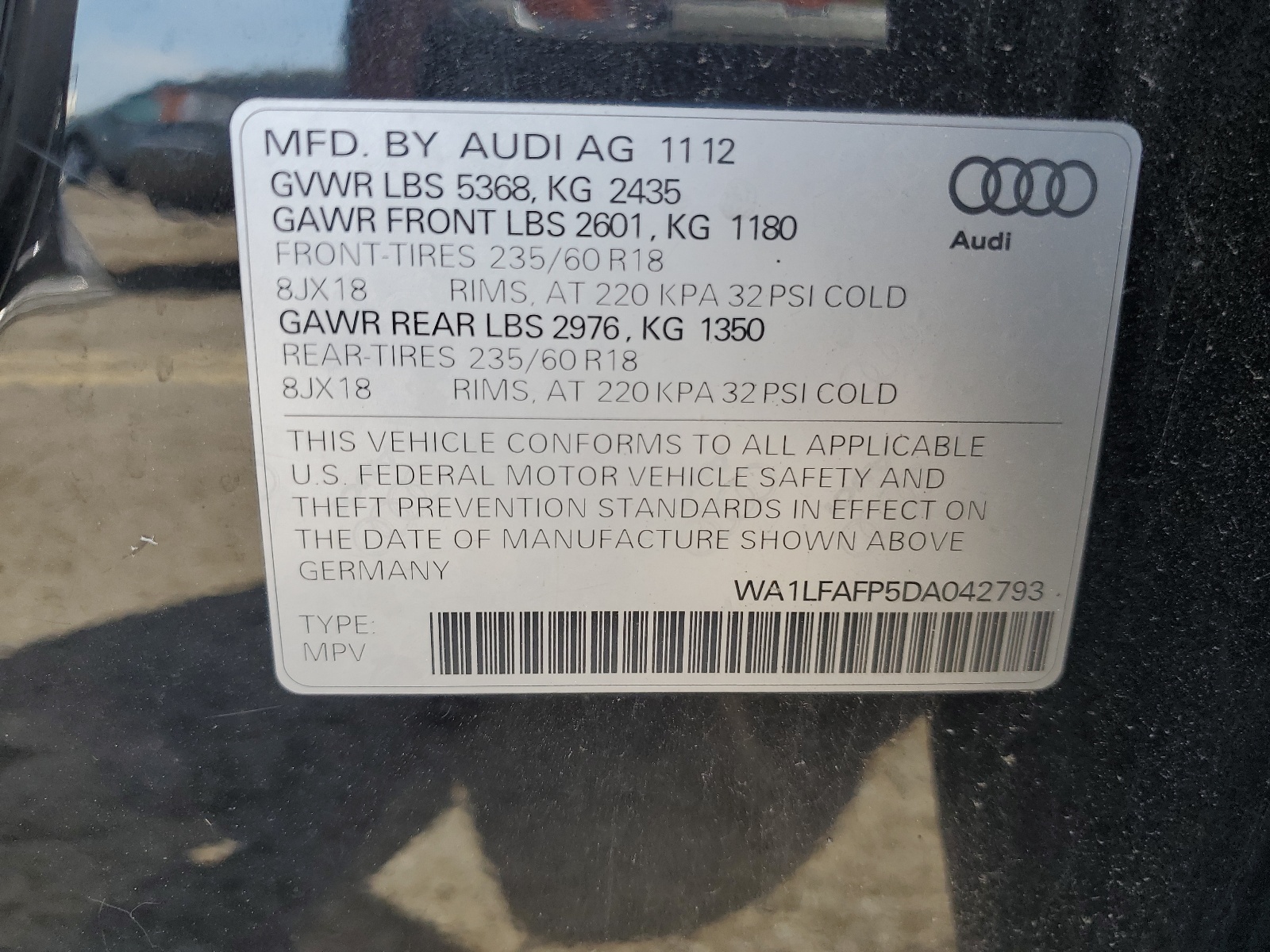 WA1LFAFP5DA042793 2013 Audi Q5 Premium Plus