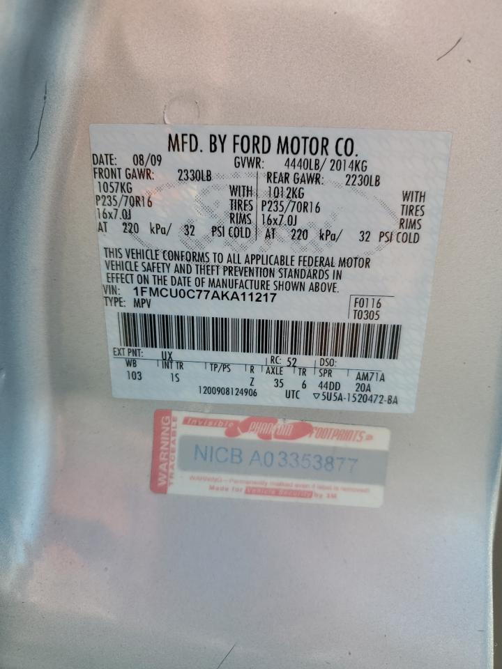 2010 Ford Escape Xls VIN: 1FMCU0C77AKA11217 Lot: 60799064