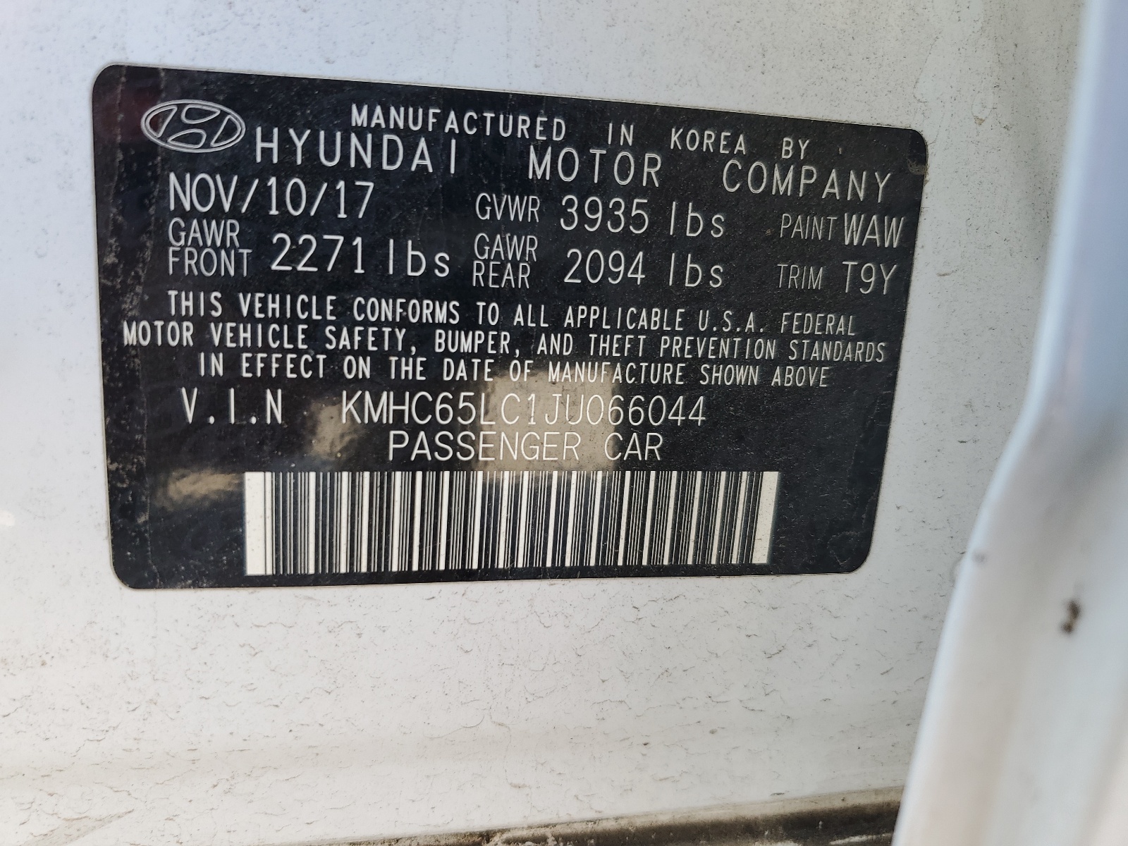 KMHC65LC1JU066044 2018 Hyundai Ioniq Blue