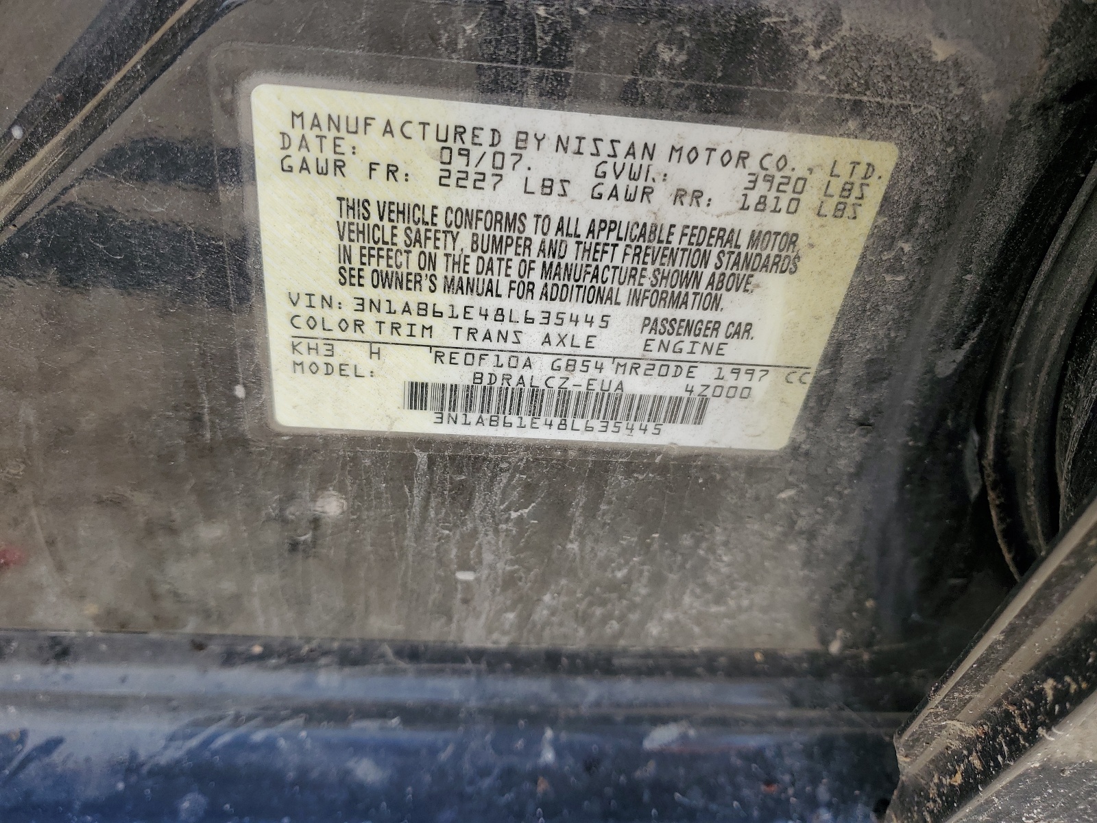3N1AB61E48L635445 2008 Nissan Sentra 2.0