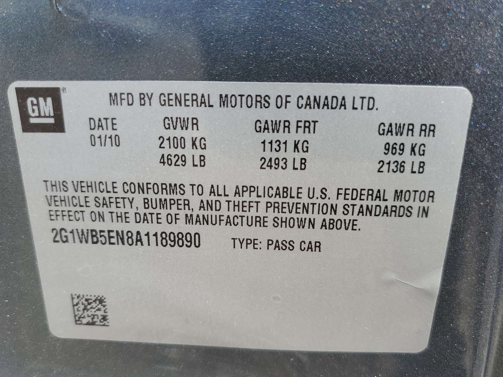 2G1WB5EN8A1189890 2010 Chevrolet Impala Lt