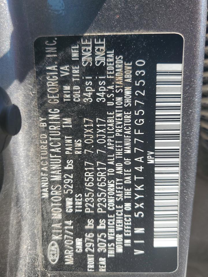 2015 Kia Sorento Lx VIN: 5XYKT4A77FG572530 Lot: 59095714