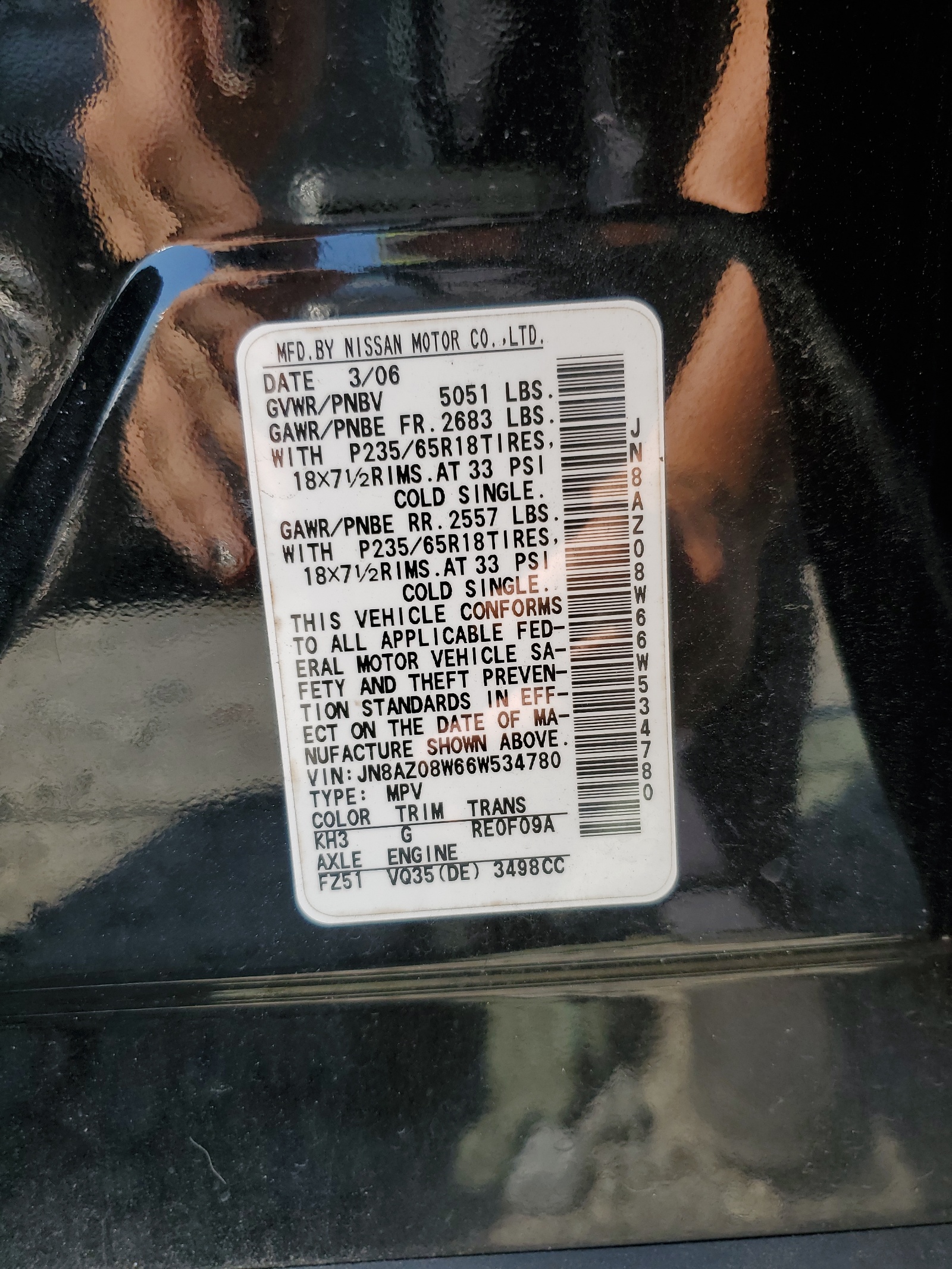 JN8AZ08W66W534780 2006 Nissan Murano Sl