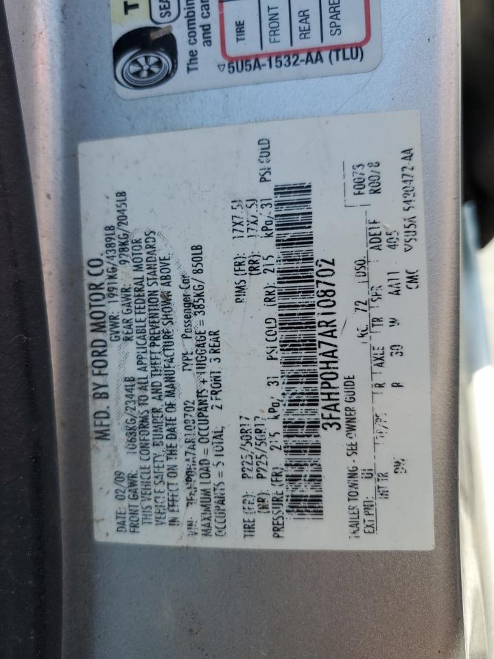 3FAHP0HA7AR108702 2010 Ford Fusion Se