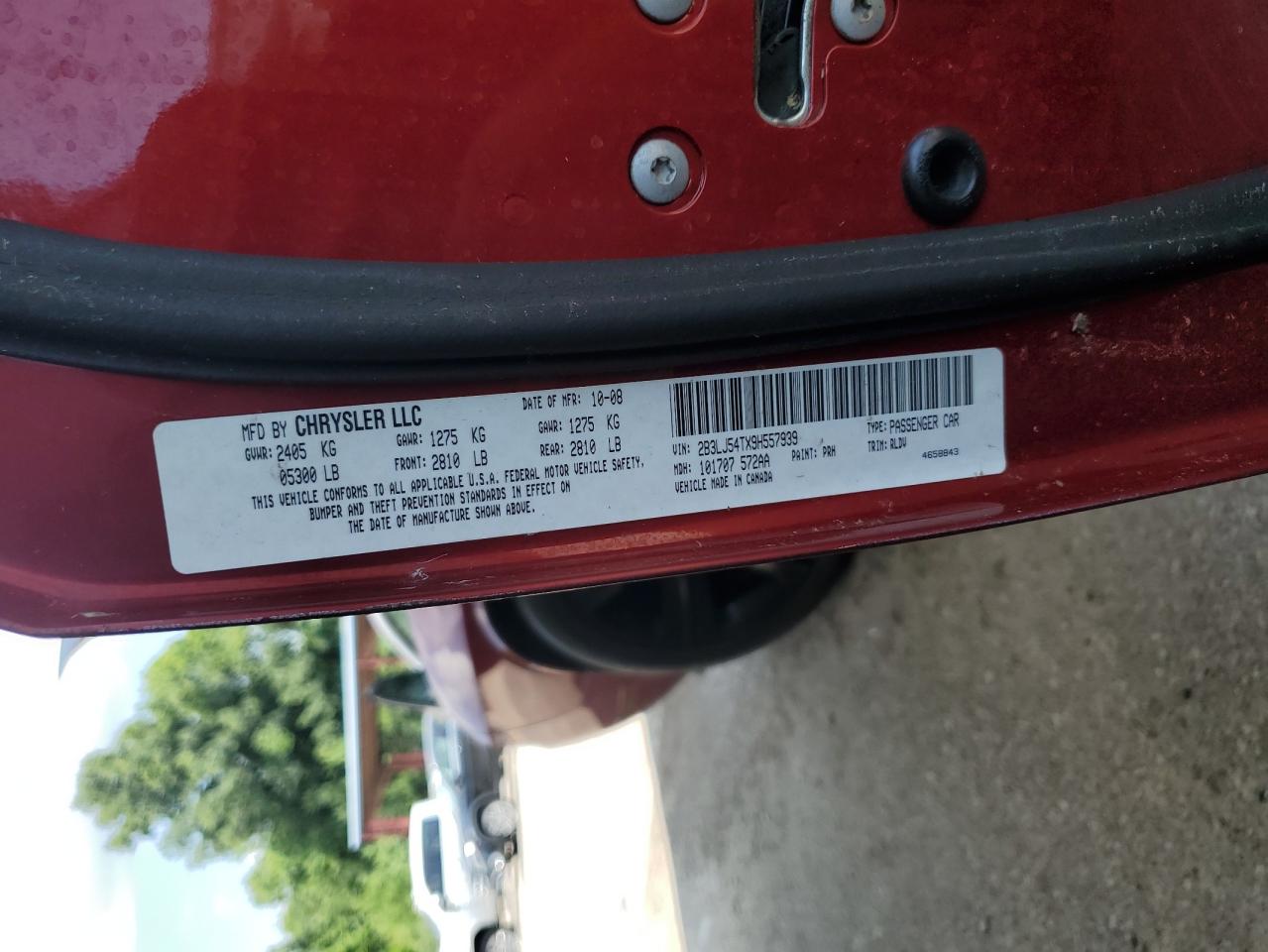 2009 Dodge Challenger R/T VIN: 2B3LJ54TX9H557939 Lot: 59080634