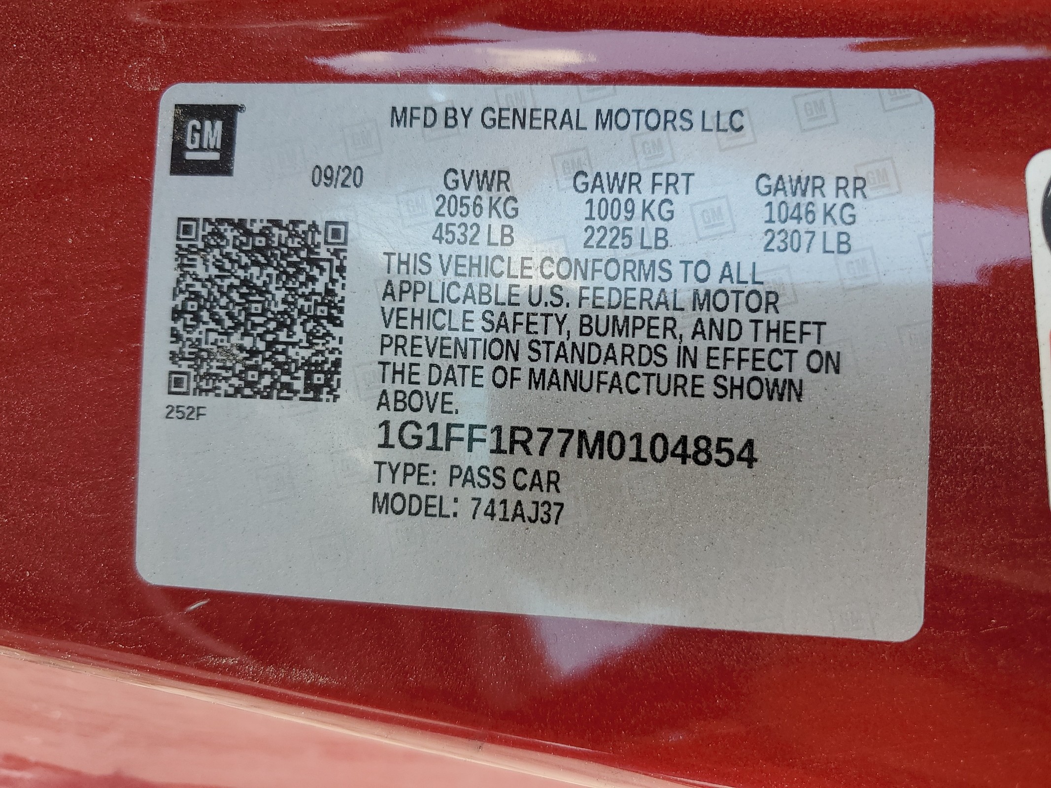 1G1FF1R77M0104854 2021 Chevrolet Camaro Lz