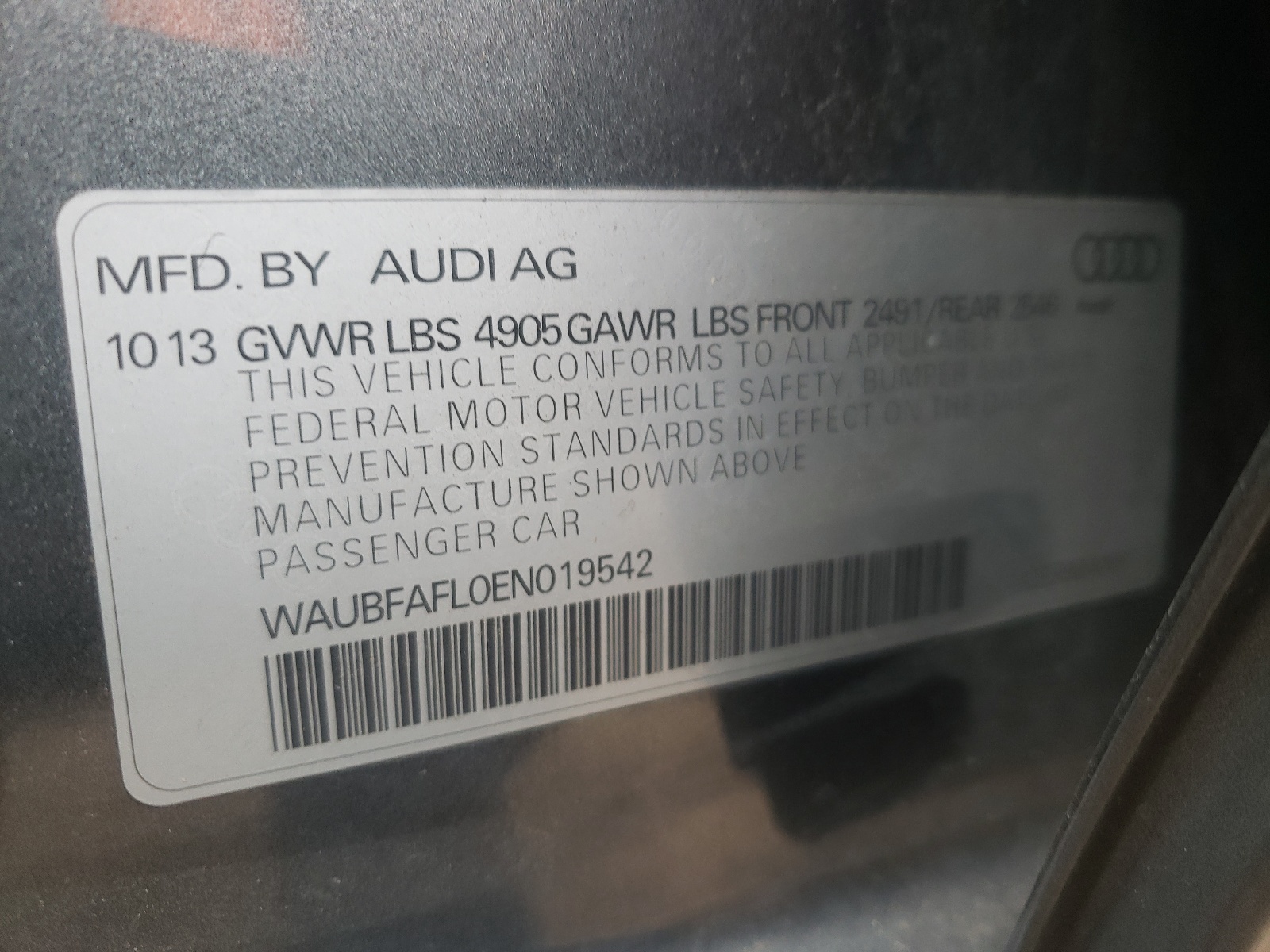 WAUBFAFL0EN019542 2014 Audi A4 Premium