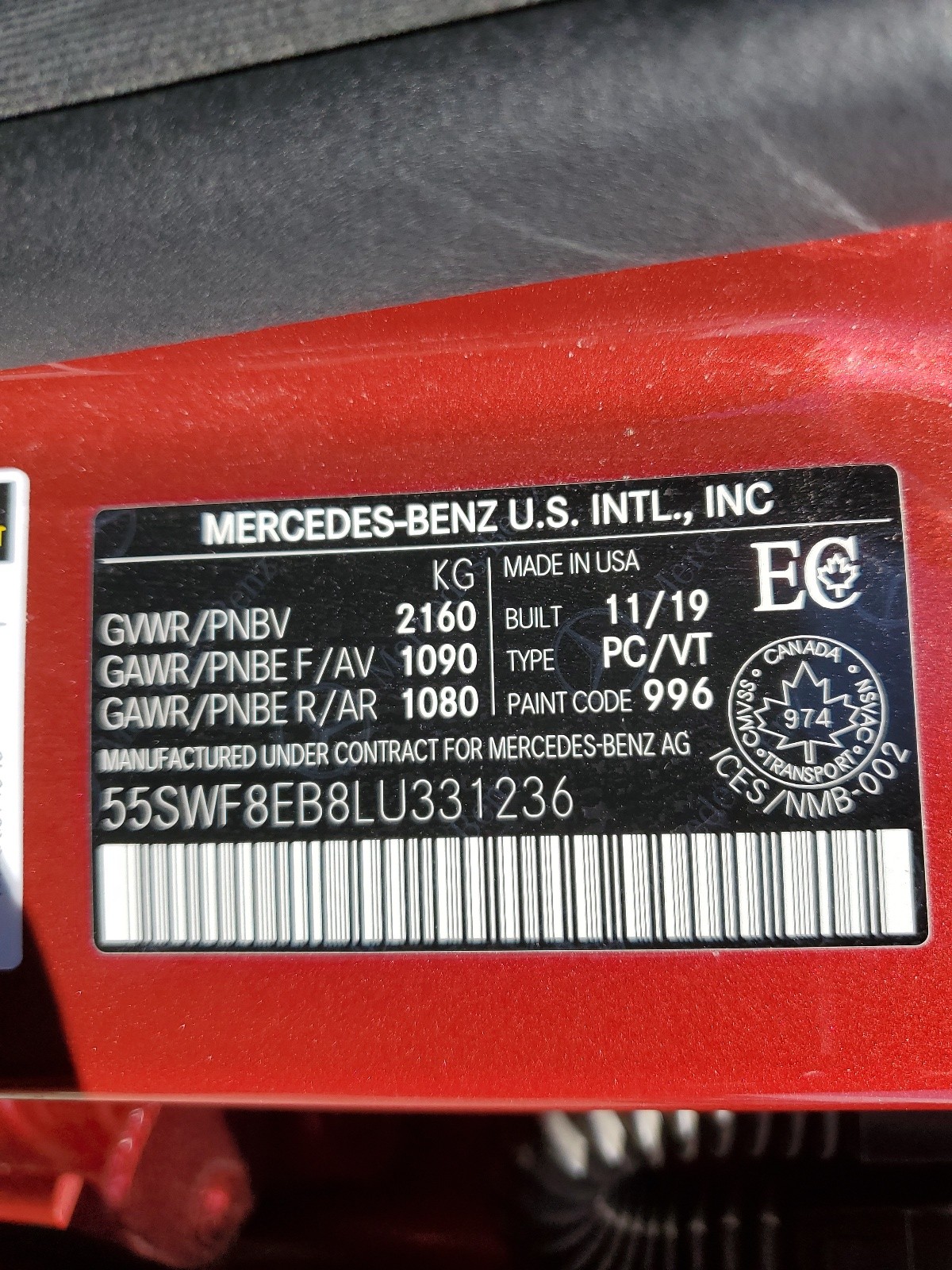 55SWF8EB8LU331236 2020 Mercedes-Benz C 300 4Matic