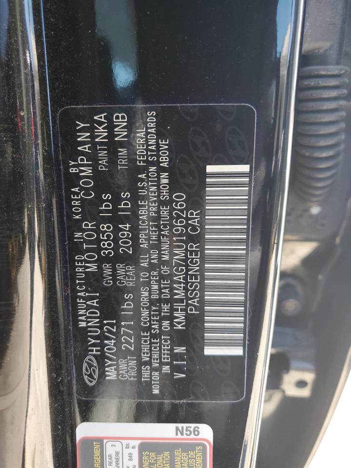 2021 Hyundai Elantra Sel VIN: KMHLM4AG7MU196260 Lot: 58944714