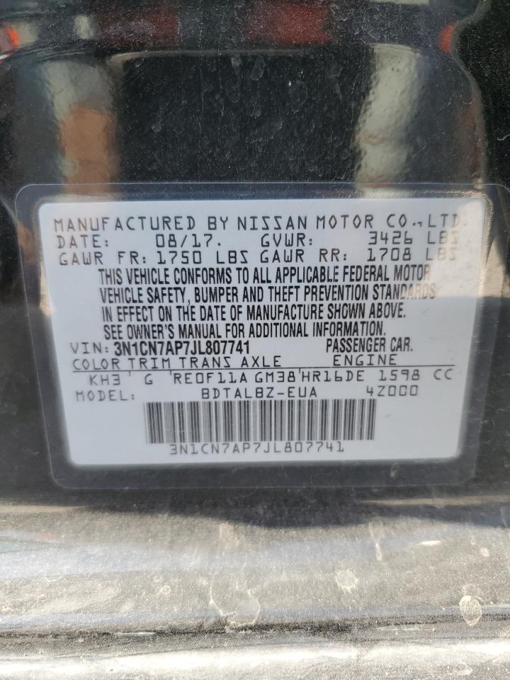 2018 Nissan Versa S VIN: 3N1CN7AP7JL807741 Lot: 58059614