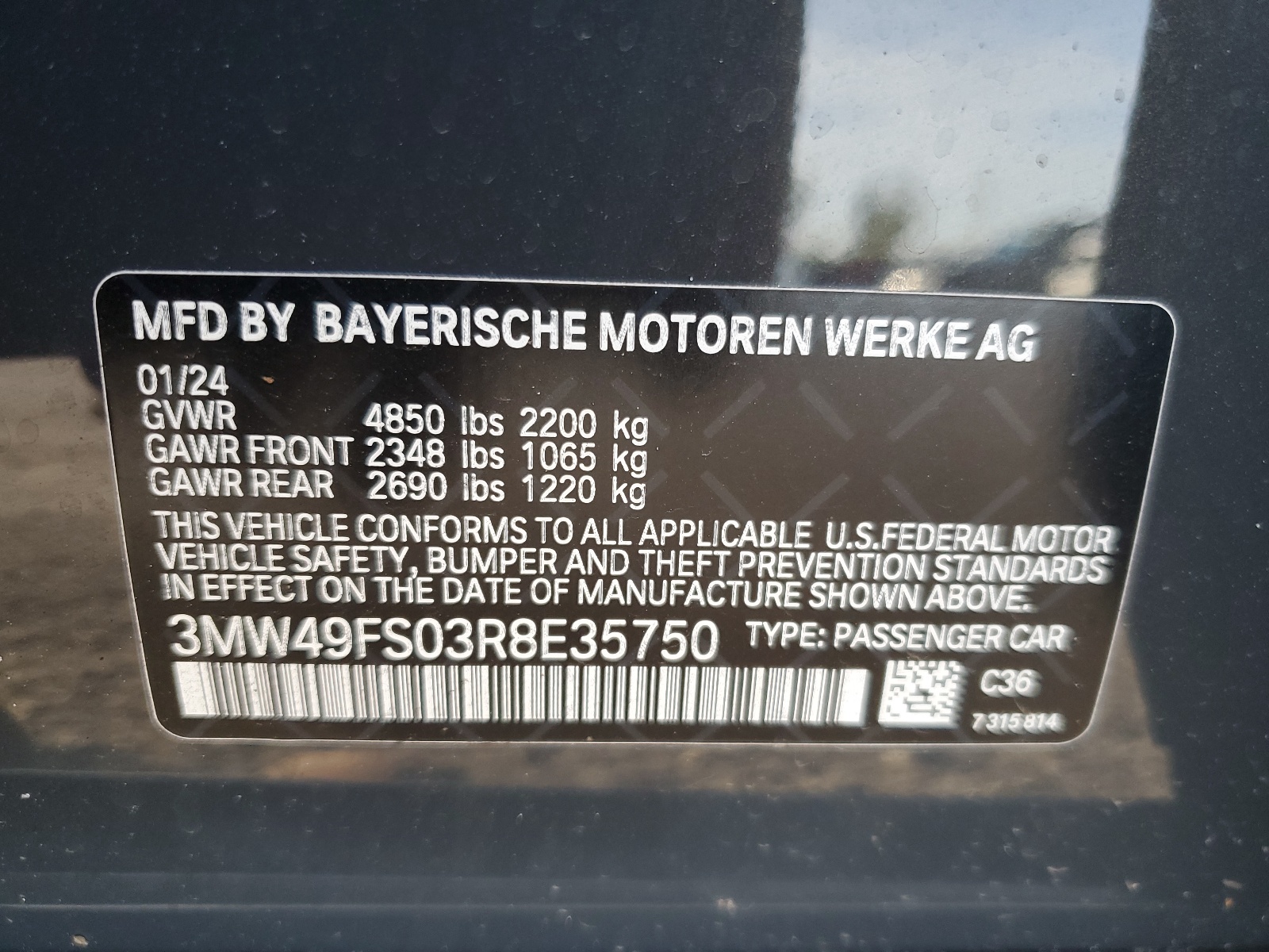 3MW49FS03R8E35750 2024 BMW M340I