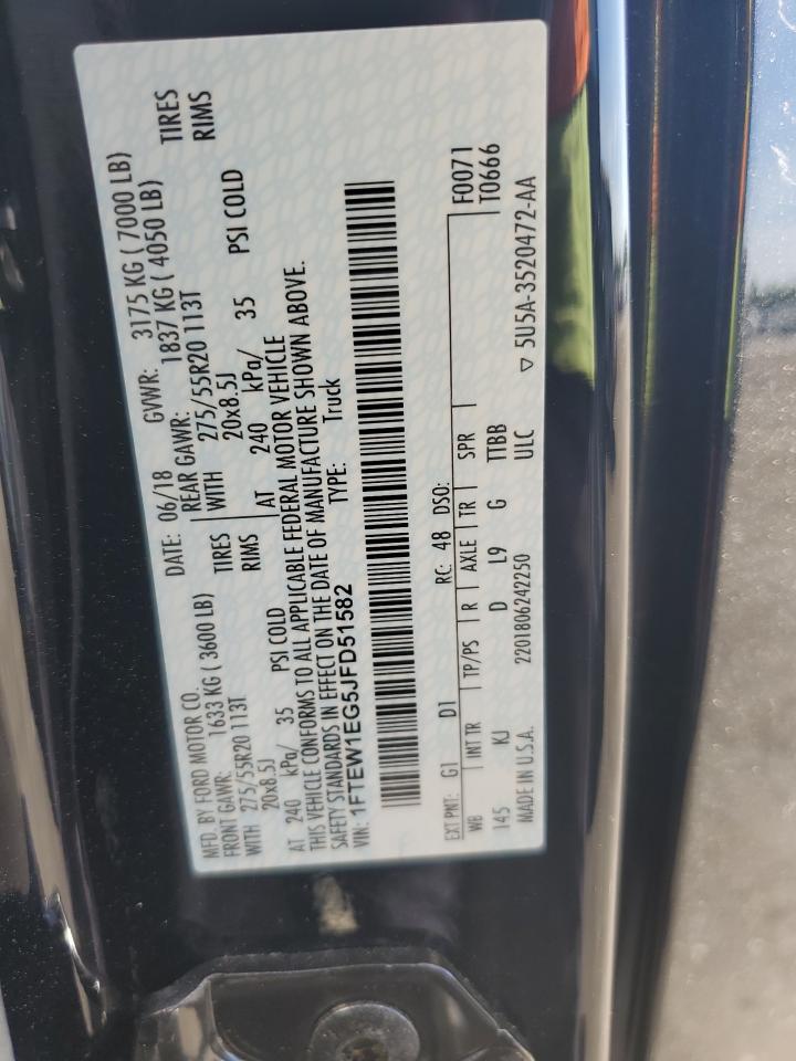 2018 Ford F150 Supercrew VIN: 1FTEW1EG5JFD51582 Lot: 60042604