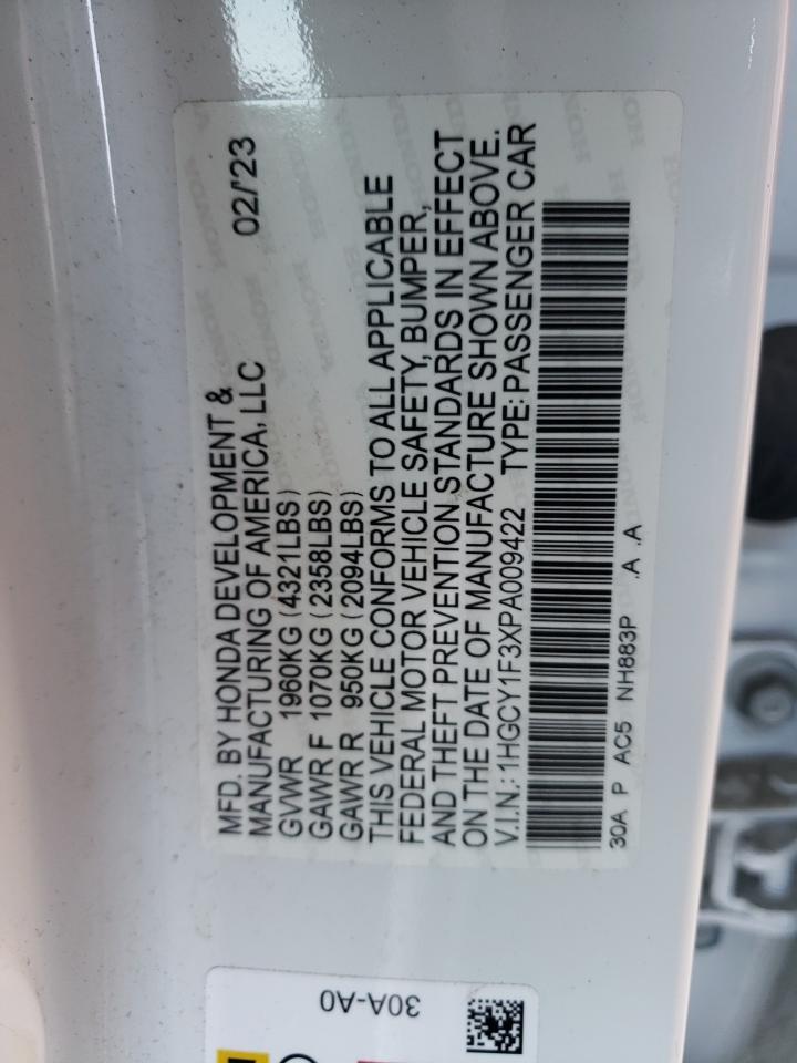 1HGCY1F3XPA009422 2023 Honda Accord Ex