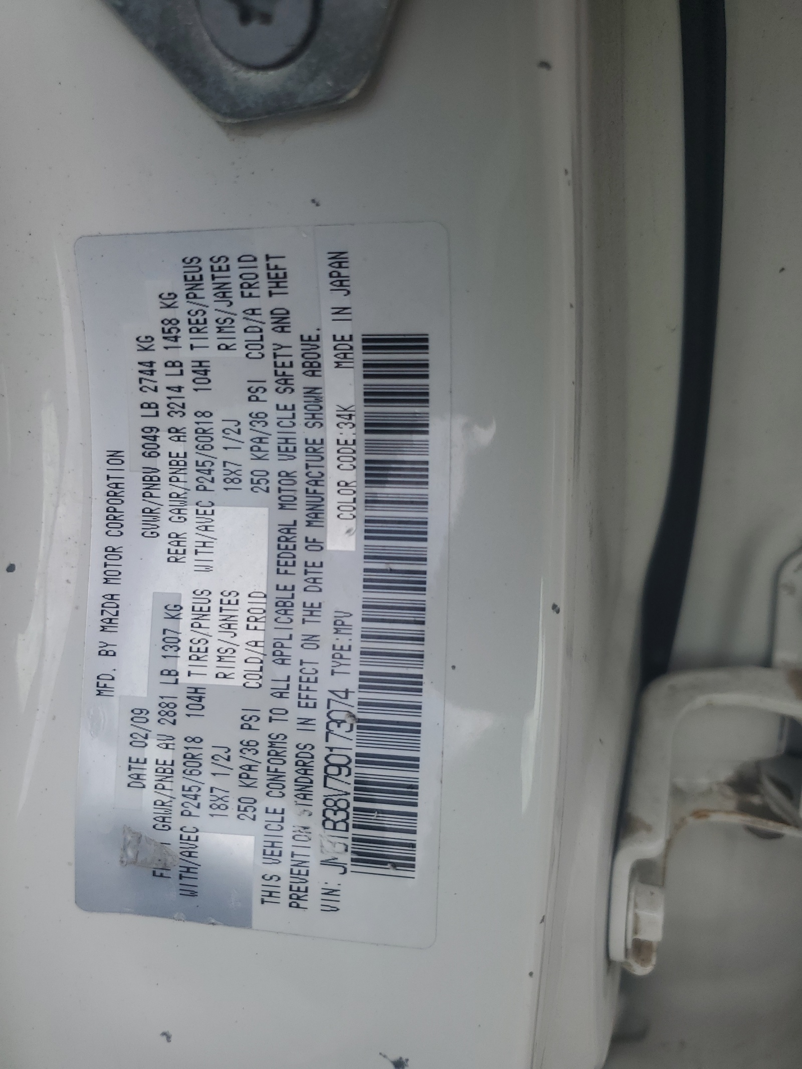 JM3TB38V790173074 2009 Mazda Cx-9