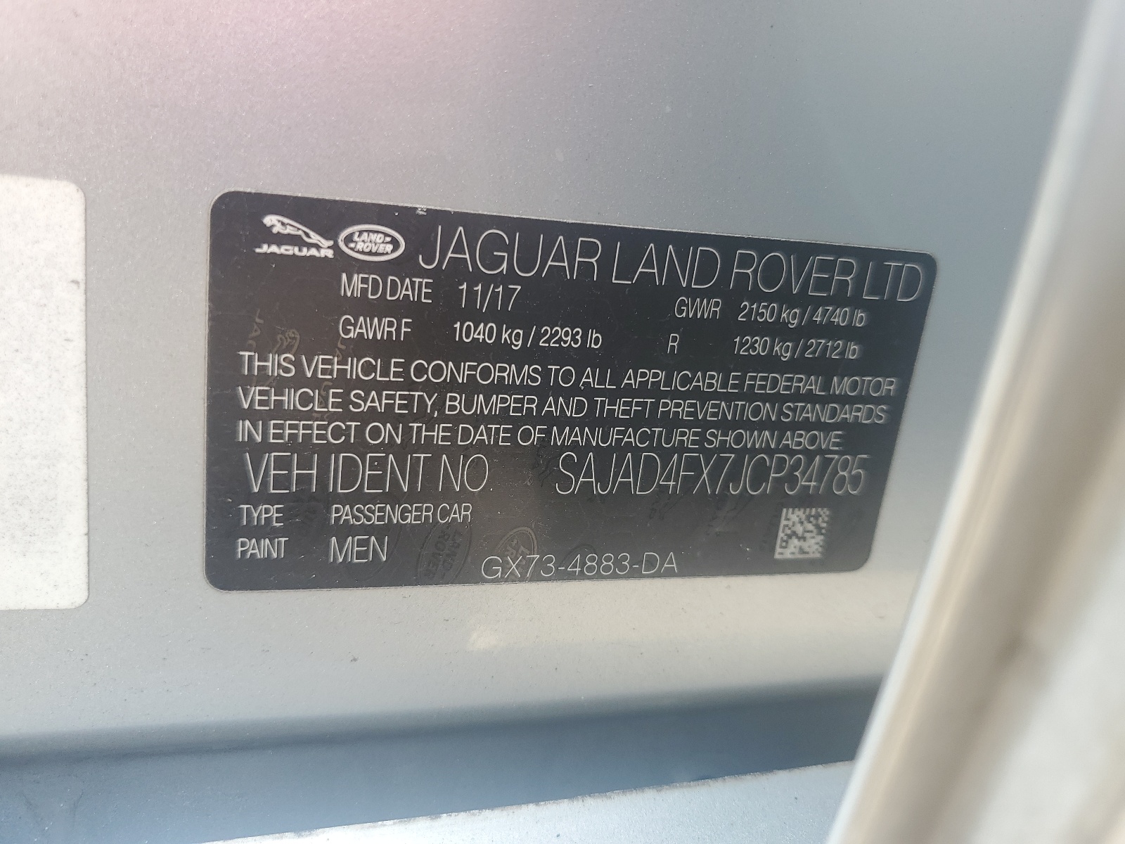 SAJAD4FX7JCP34785 2018 Jaguar Xe Premium