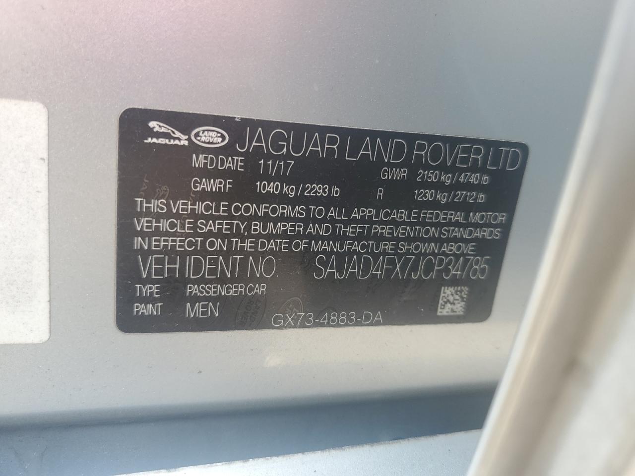 2018 Jaguar Xe Premium VIN: SAJAD4FX7JCP34785 Lot: 60838974