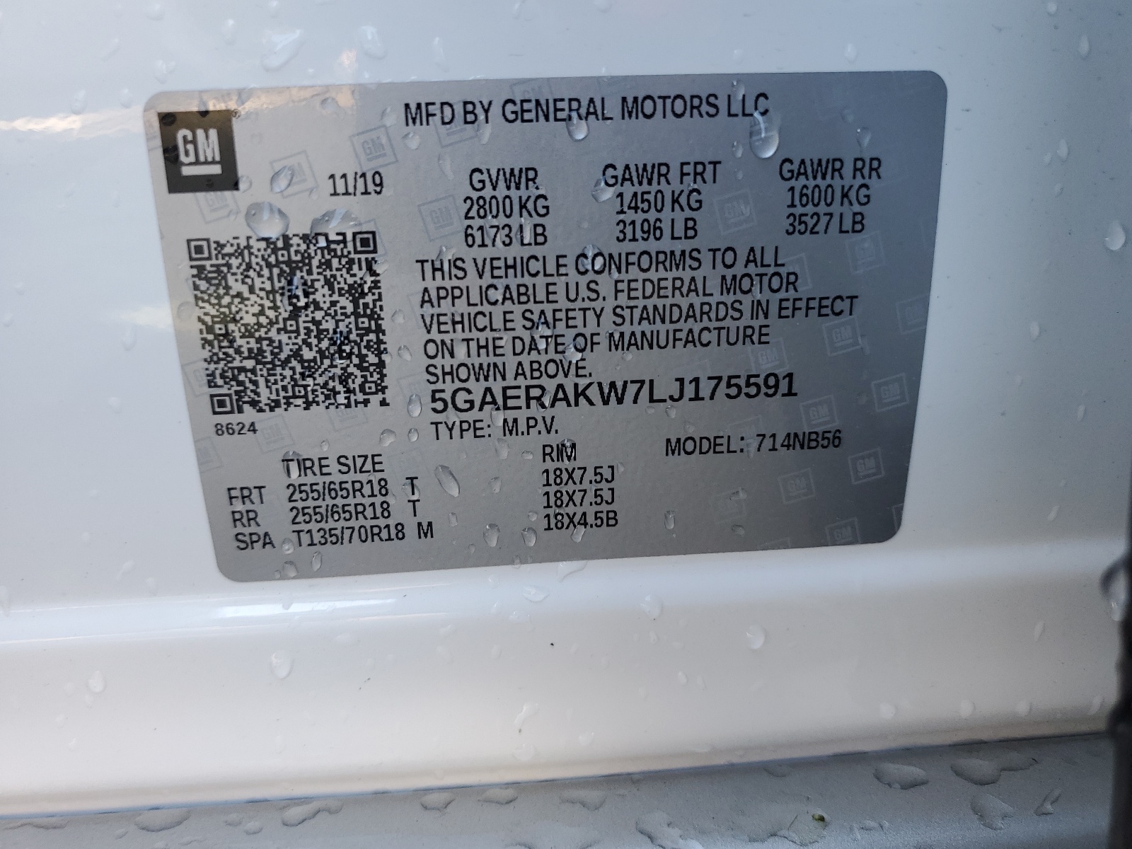 5GAERAKW7LJ175591 2020 Buick Enclave Preferred