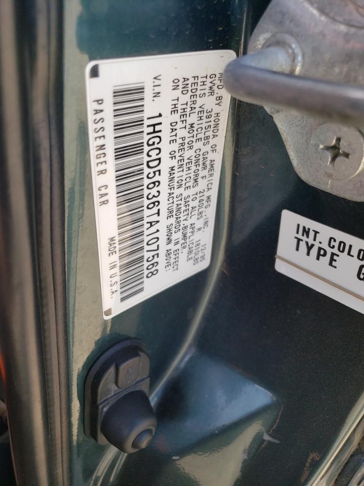 1996 Honda Accord Lx VIN: 1HGCD5636TA107568 Lot: 60352834