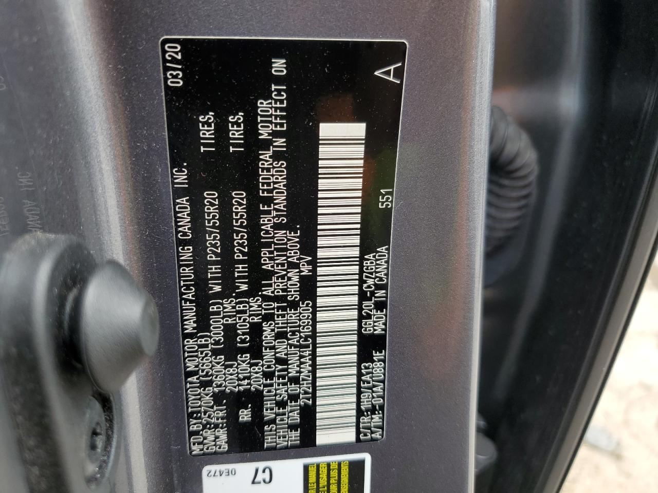 2020 Lexus Rx 350 VIN: 2T2HZMAA4LC169905 Lot: 60705254