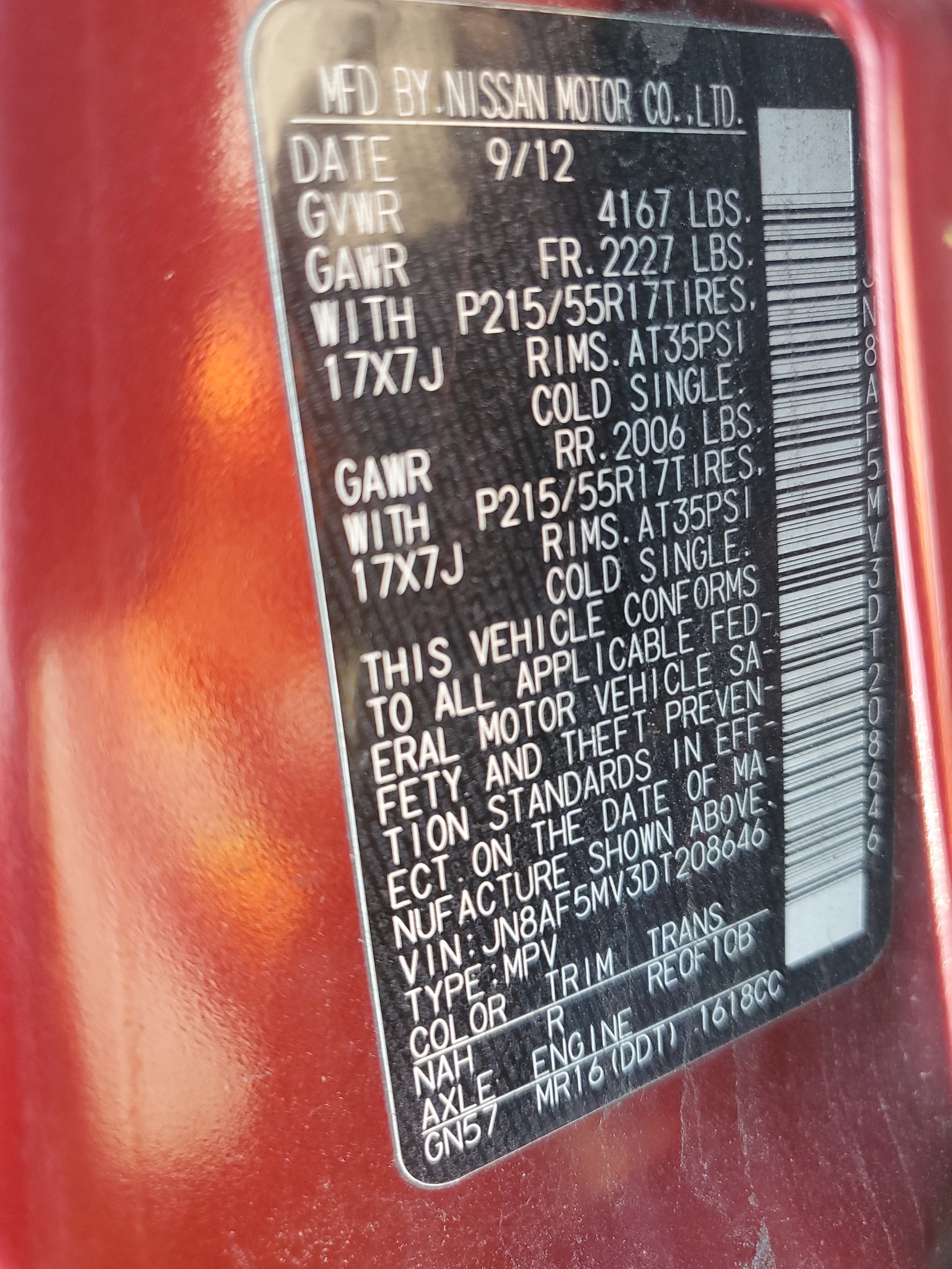 JN8AF5MV3DT208646 2013 Nissan Juke S