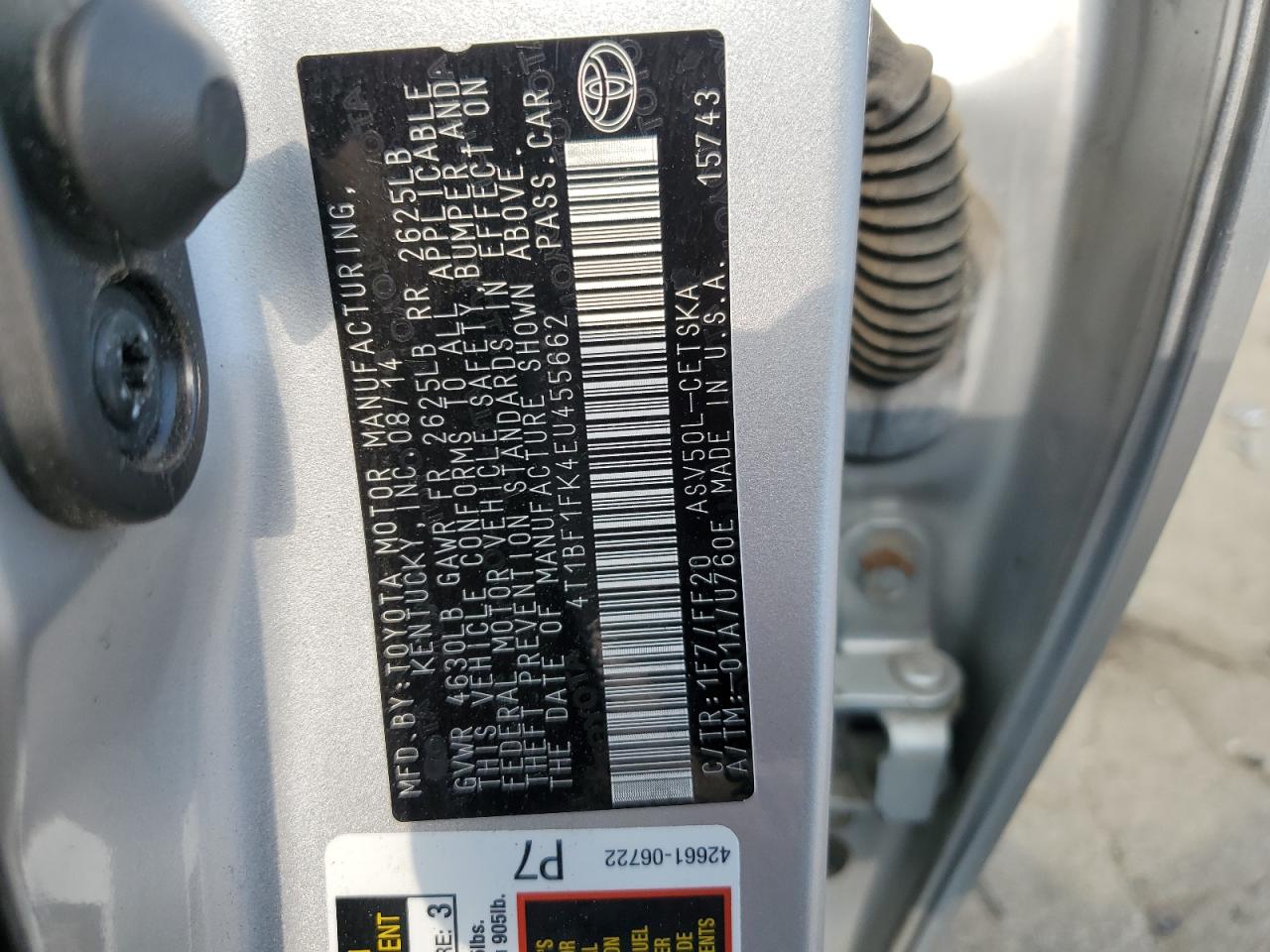 4T1BF1FK4EU455662 2014 Toyota Camry L