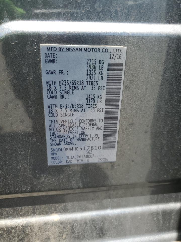 2017 Infiniti Qx60 VIN: 5N1DL0MN4HC517810 Lot: 59111464