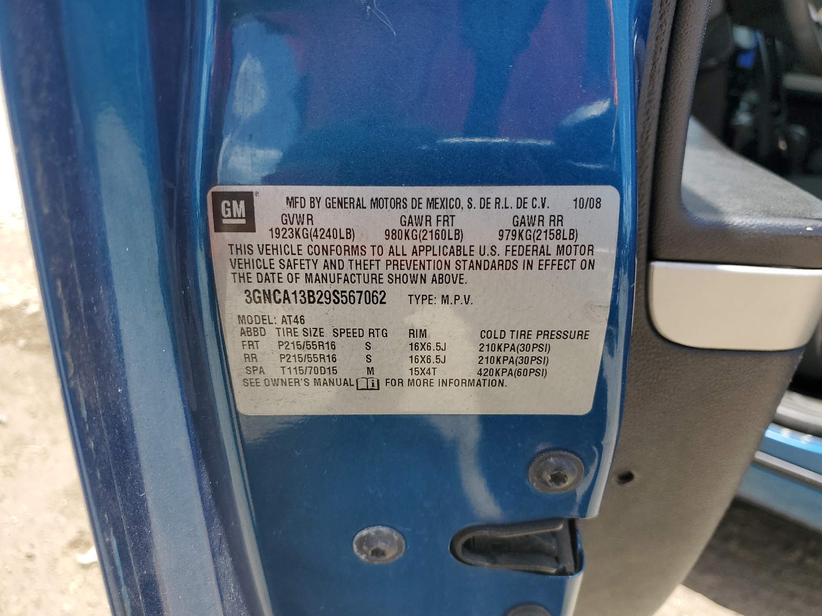 3GNCA13B29S567062 2009 Chevrolet Hhr Ls