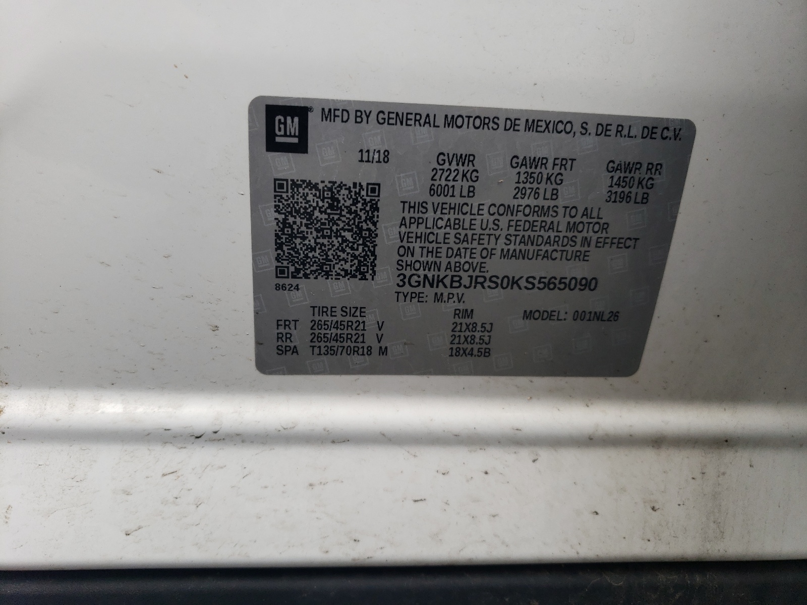 3GNKBJRS0KS565090 2019 Chevrolet Blazer Rs