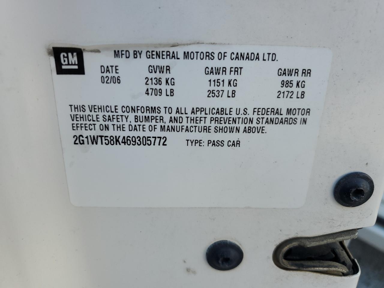 2G1WT58K469305772 2006 Chevrolet Impala Lt