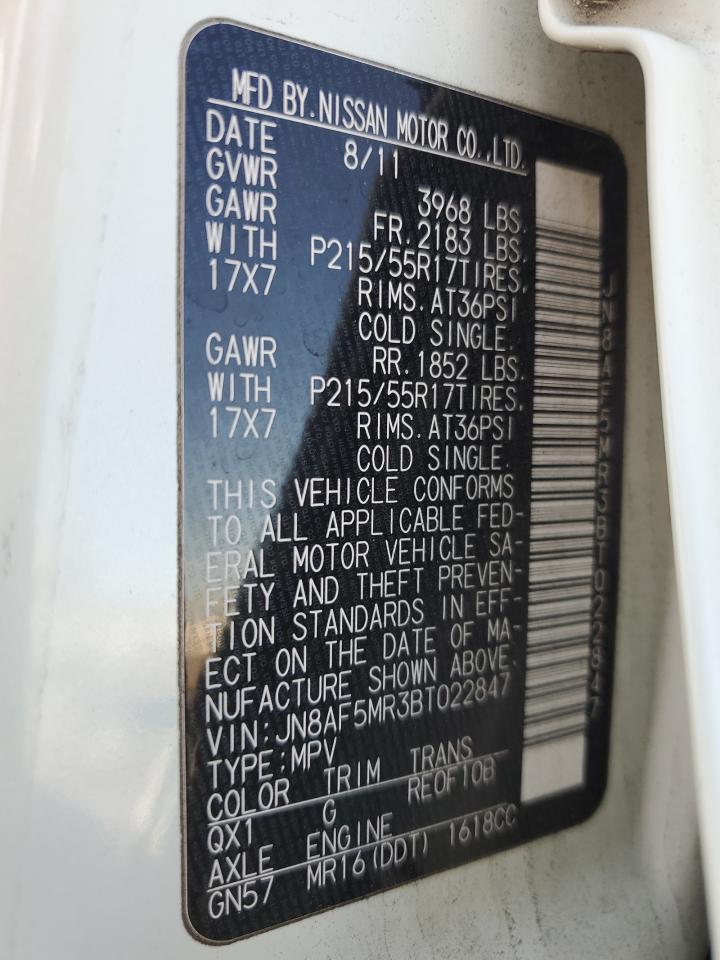 2011 Nissan Juke S VIN: JN8AF5MR3BT022847 Lot: 60357514