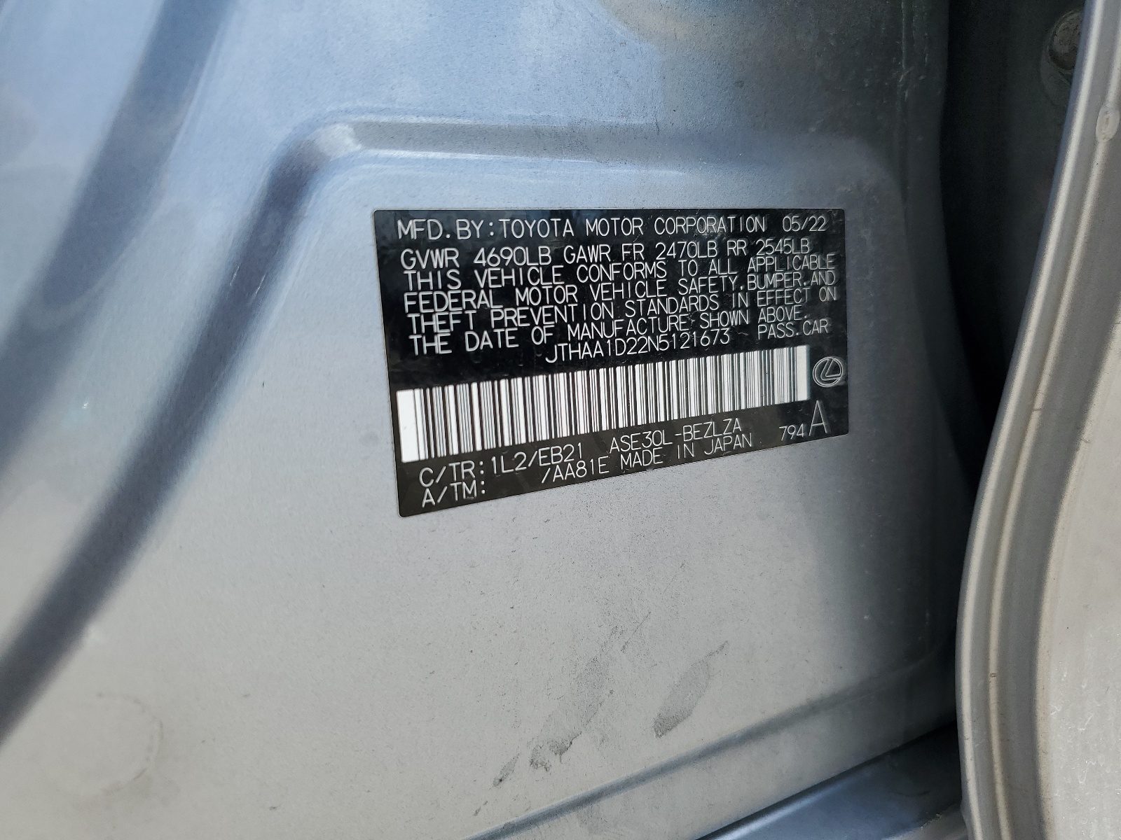 JTHAA1D22N5121673 2022 Lexus Is 300