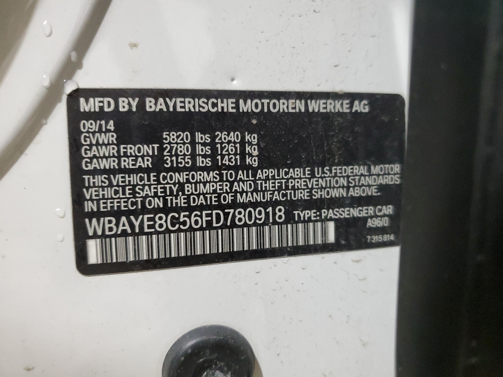 WBAYE8C56FD780918 2015 BMW 750 Li