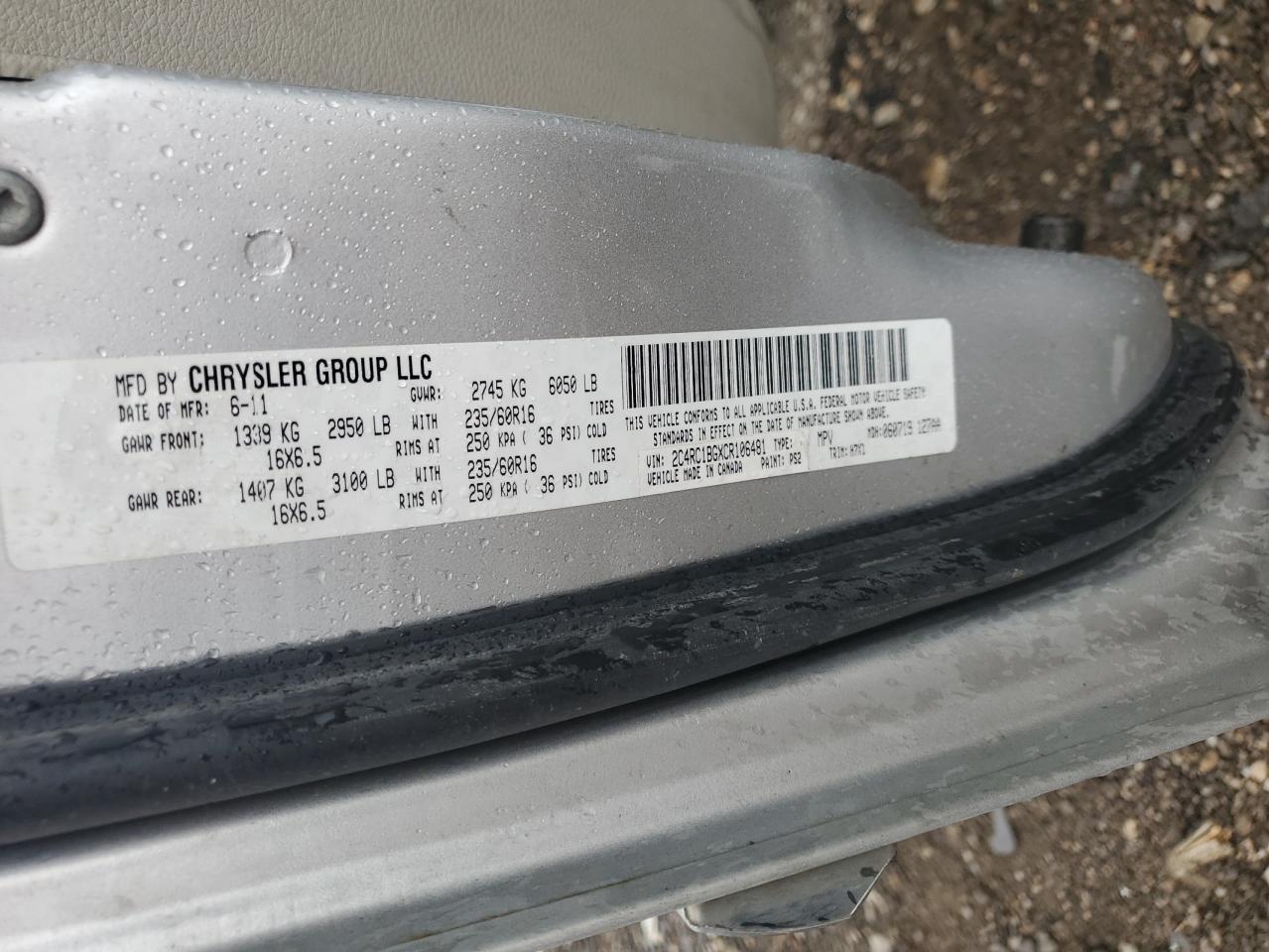 2012 Chrysler Town & Country Touring VIN: 2C4RC1BGXCR106481 Lot: 59739644