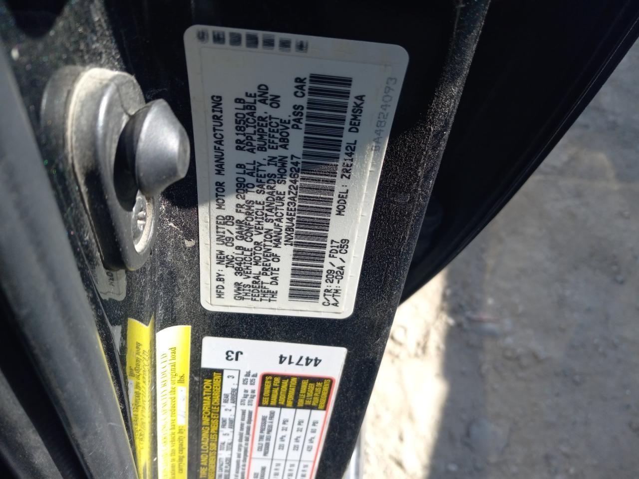 2010 Toyota Corolla Base VIN: 1NXBU4EE3AZ246247 Lot: 58291234