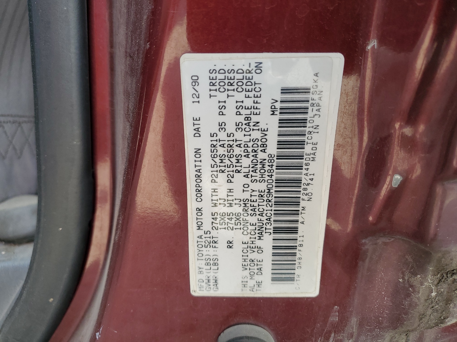 JT3AC12R9M0048488 1991 Toyota Previa Le