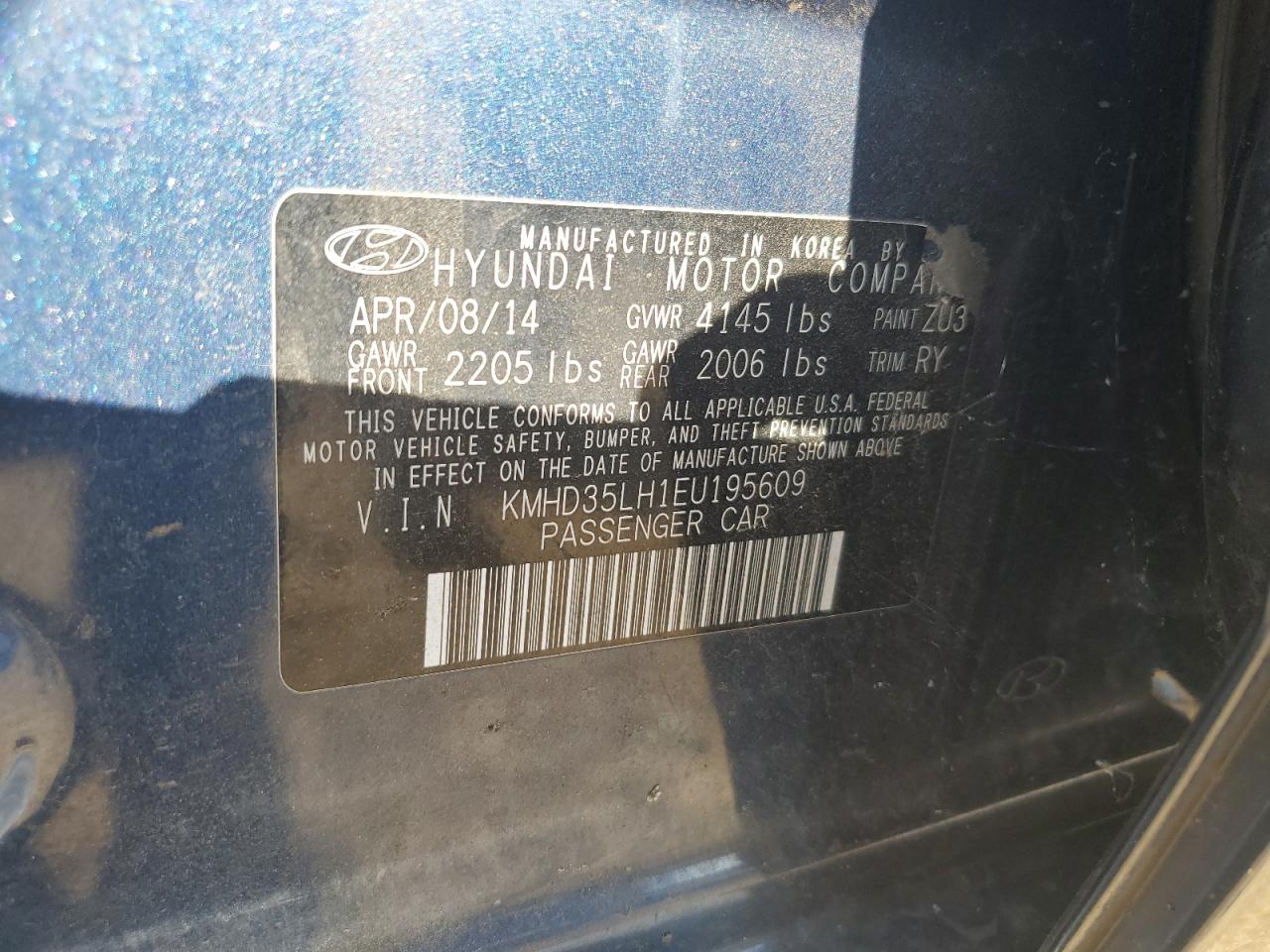 2014 Hyundai Elantra Gt VIN: KMHD35LH1EU195609 Lot: 60256824