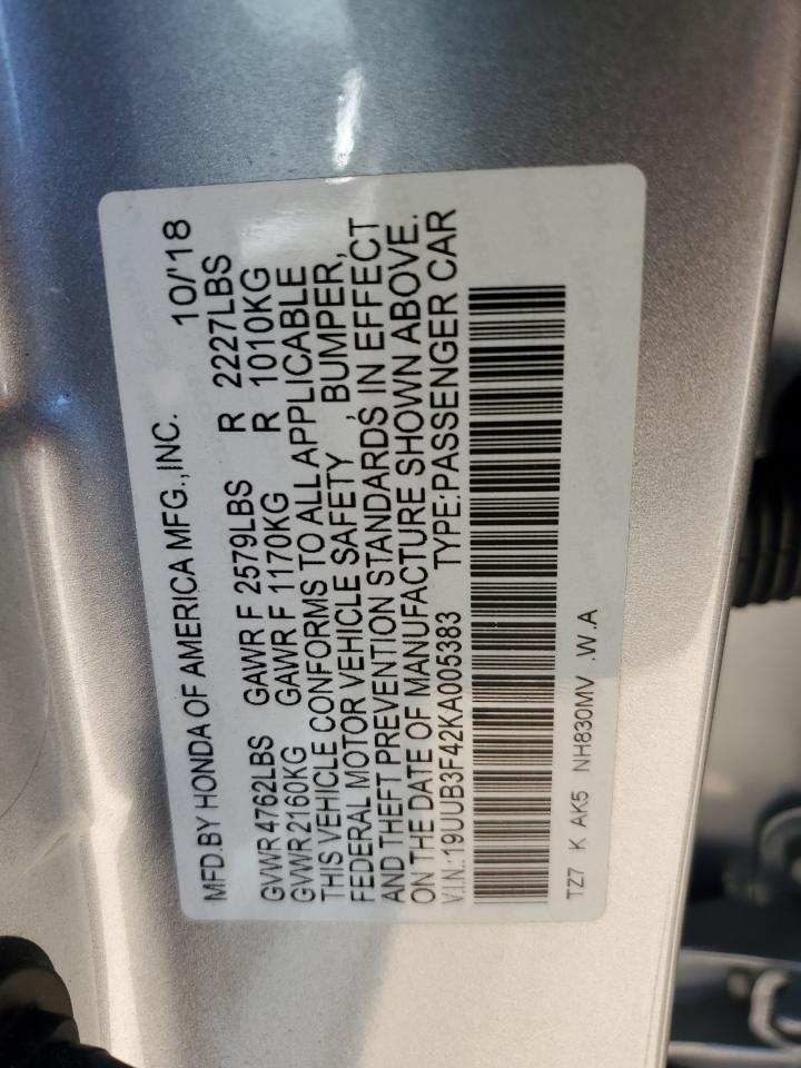 19UUB3F42KA005383 2019 Acura Tlx Technology