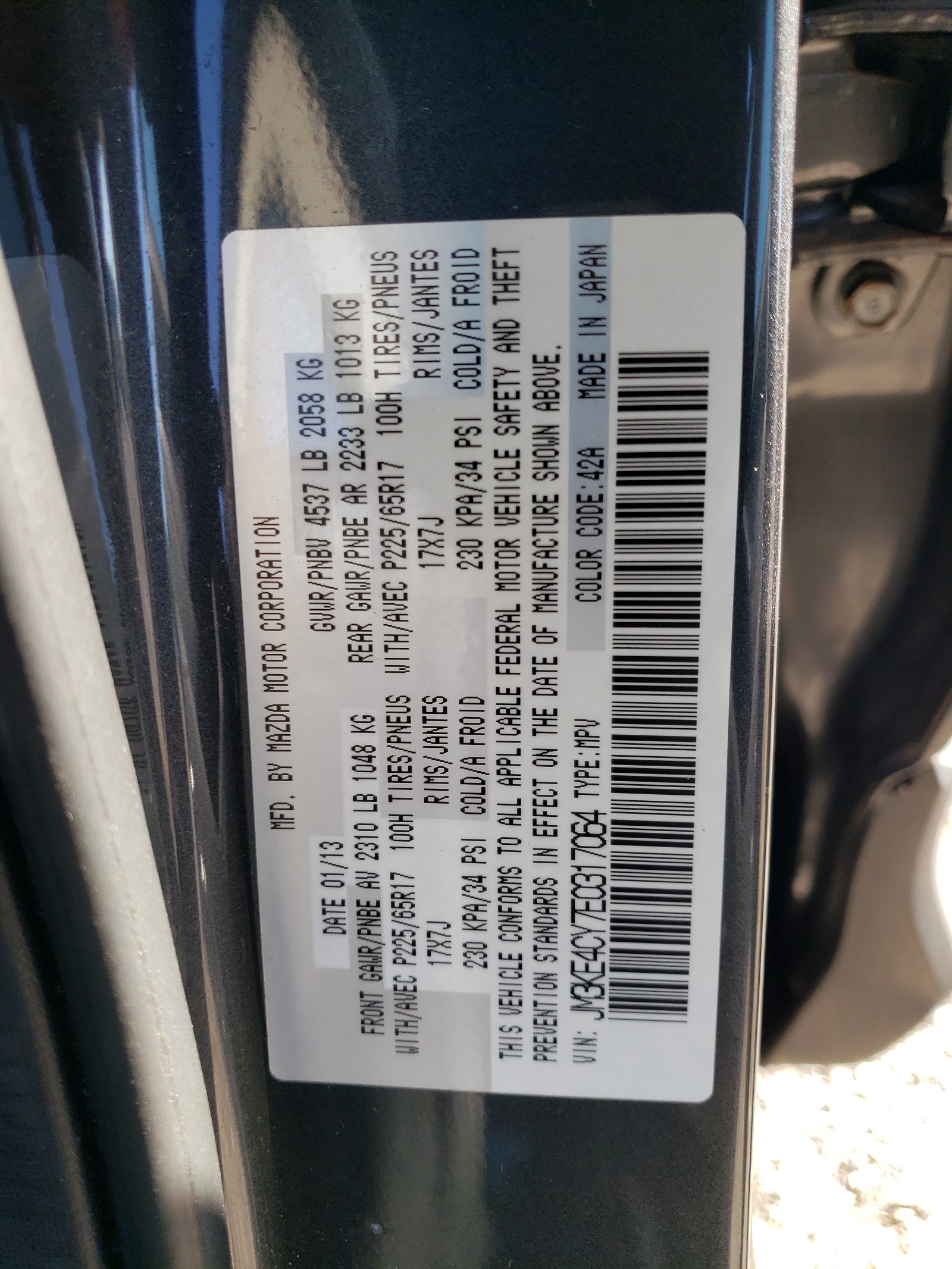JM3KE4CY7E0317064 2014 Mazda Cx-5 Touring