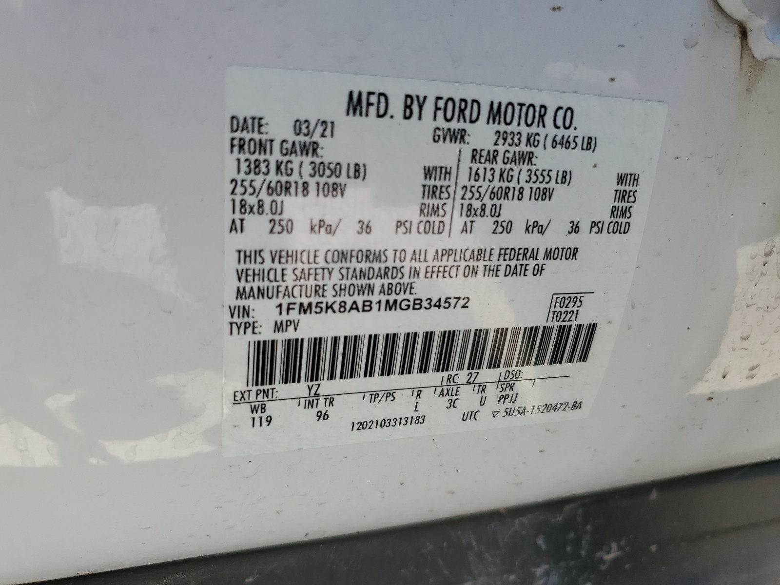 1FM5K8AB1MGB34572 2021 Ford Explorer Police Interceptor