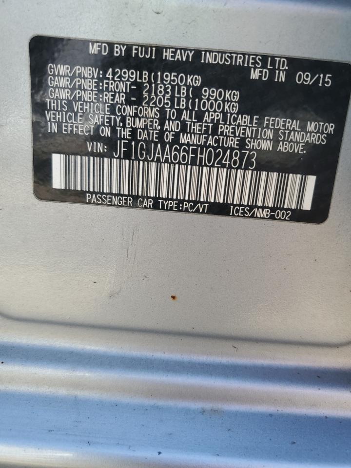 2015 Subaru Impreza VIN: JF1GJAA66FH024873 Lot: 60396504