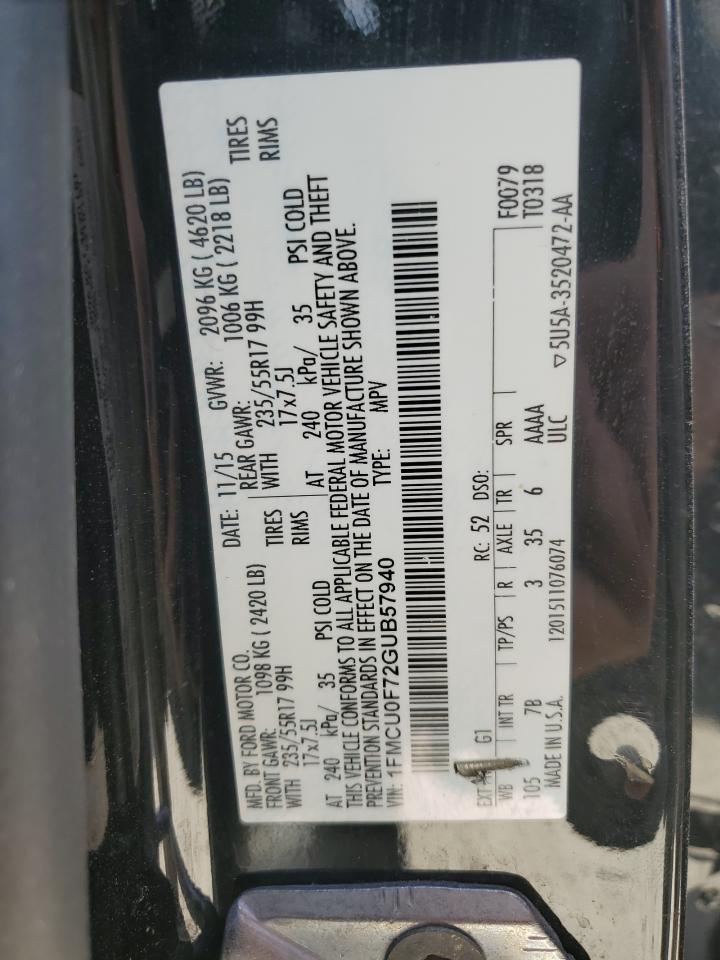 2016 Ford Escape S VIN: 1FMCU0F72GUB57940 Lot: 60691534